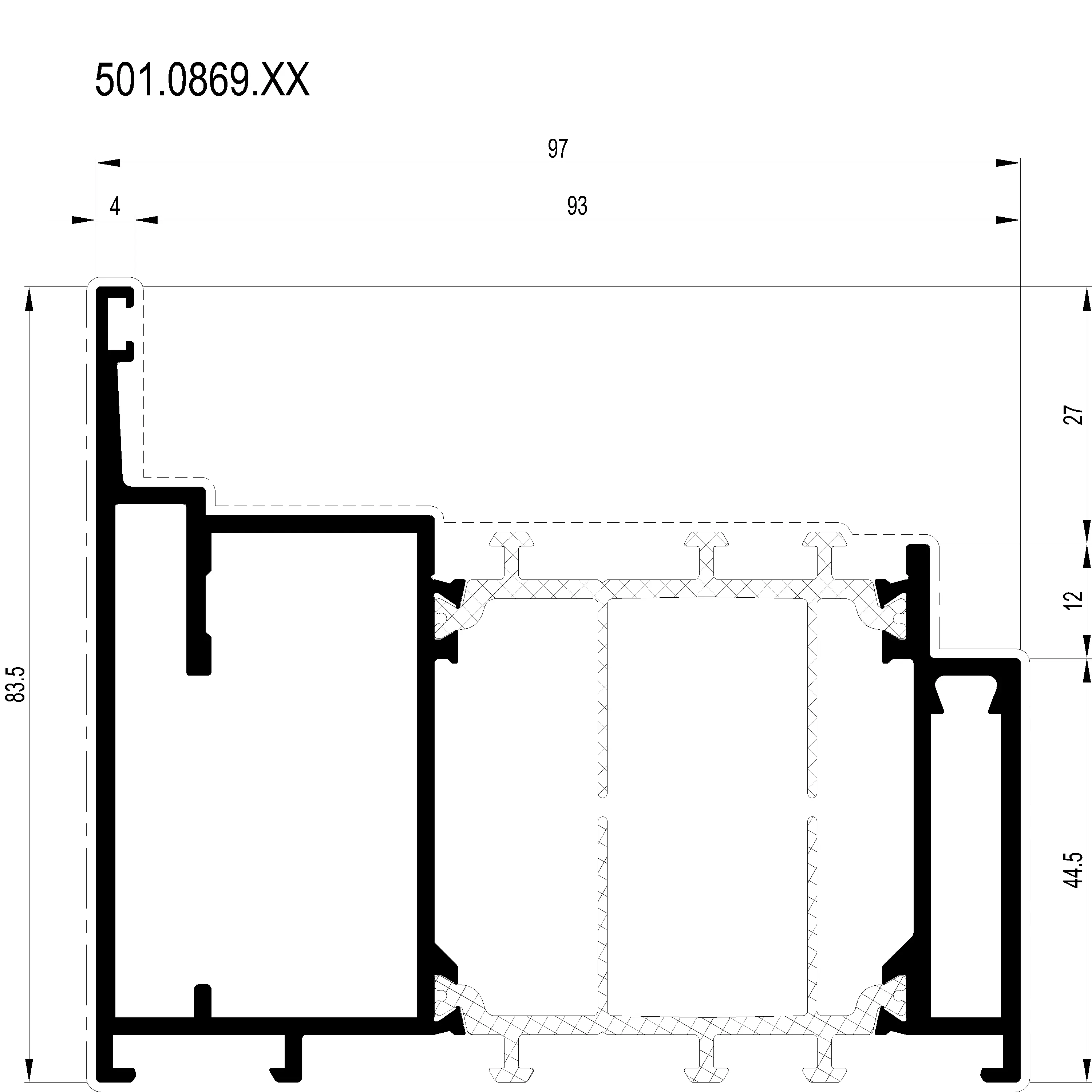 Зображення Зовнішня рама зовнішнього відкривання 83.5 мм [501.0869]