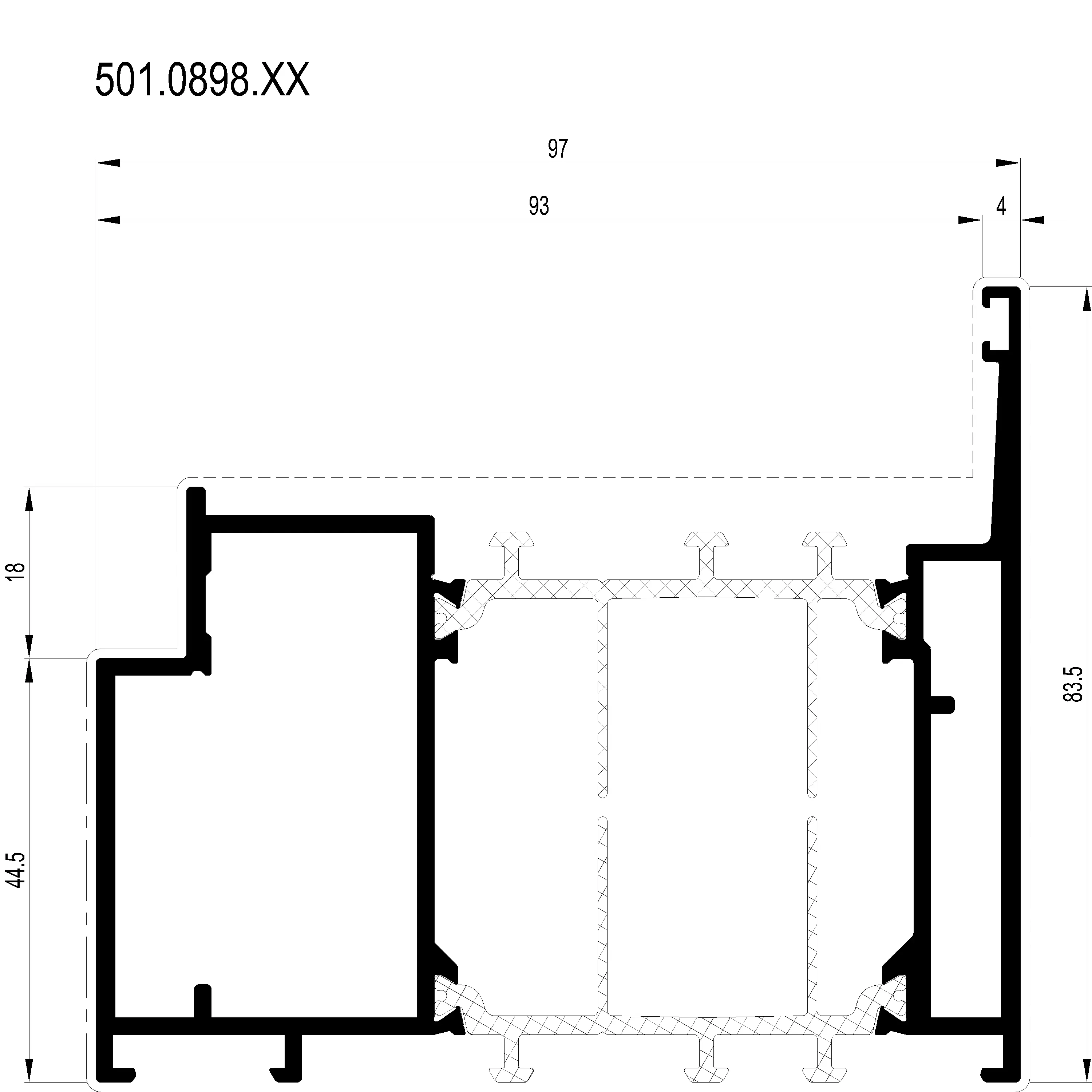 Зображення Зовнішня рама внутрішнього відкривання 83.5 мм [501.0898]