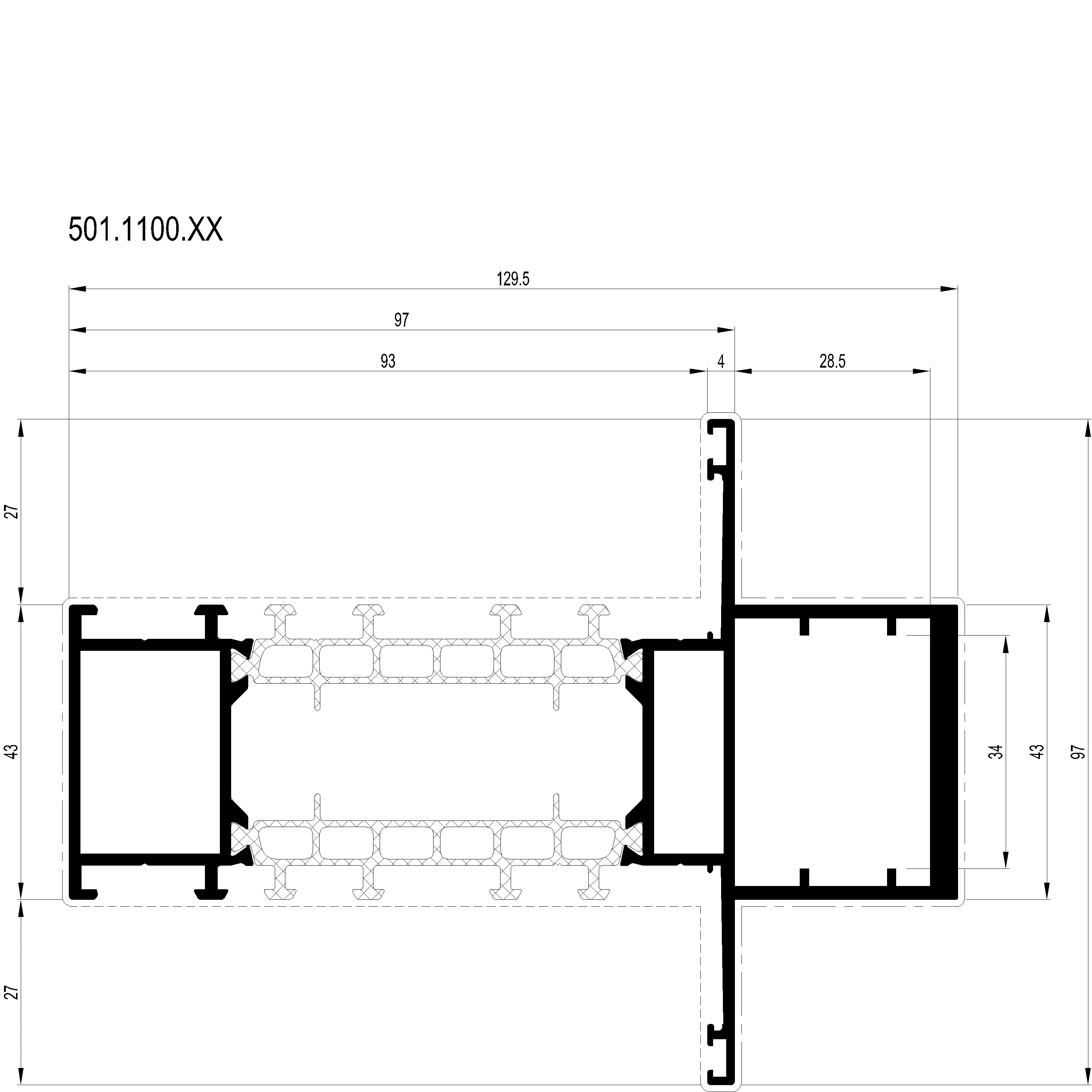 Зображення Перехідний підсилюючий профіль 129.5 мм [501.1100]