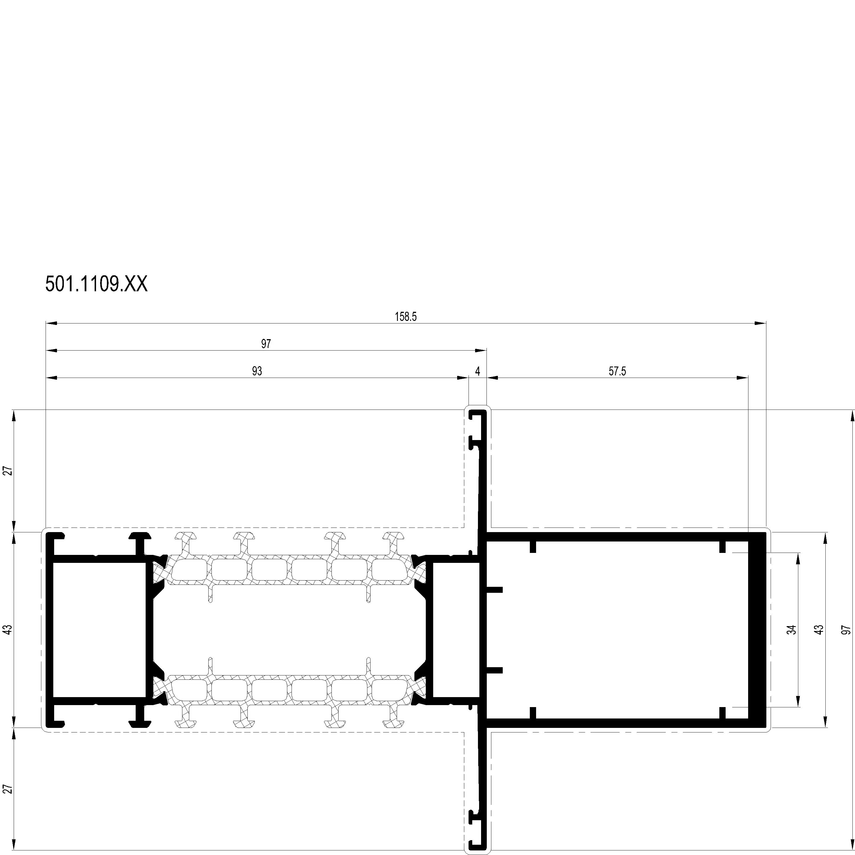 Зображення Перехідний підсилюючий профіль 158.5 мм [501.1109]