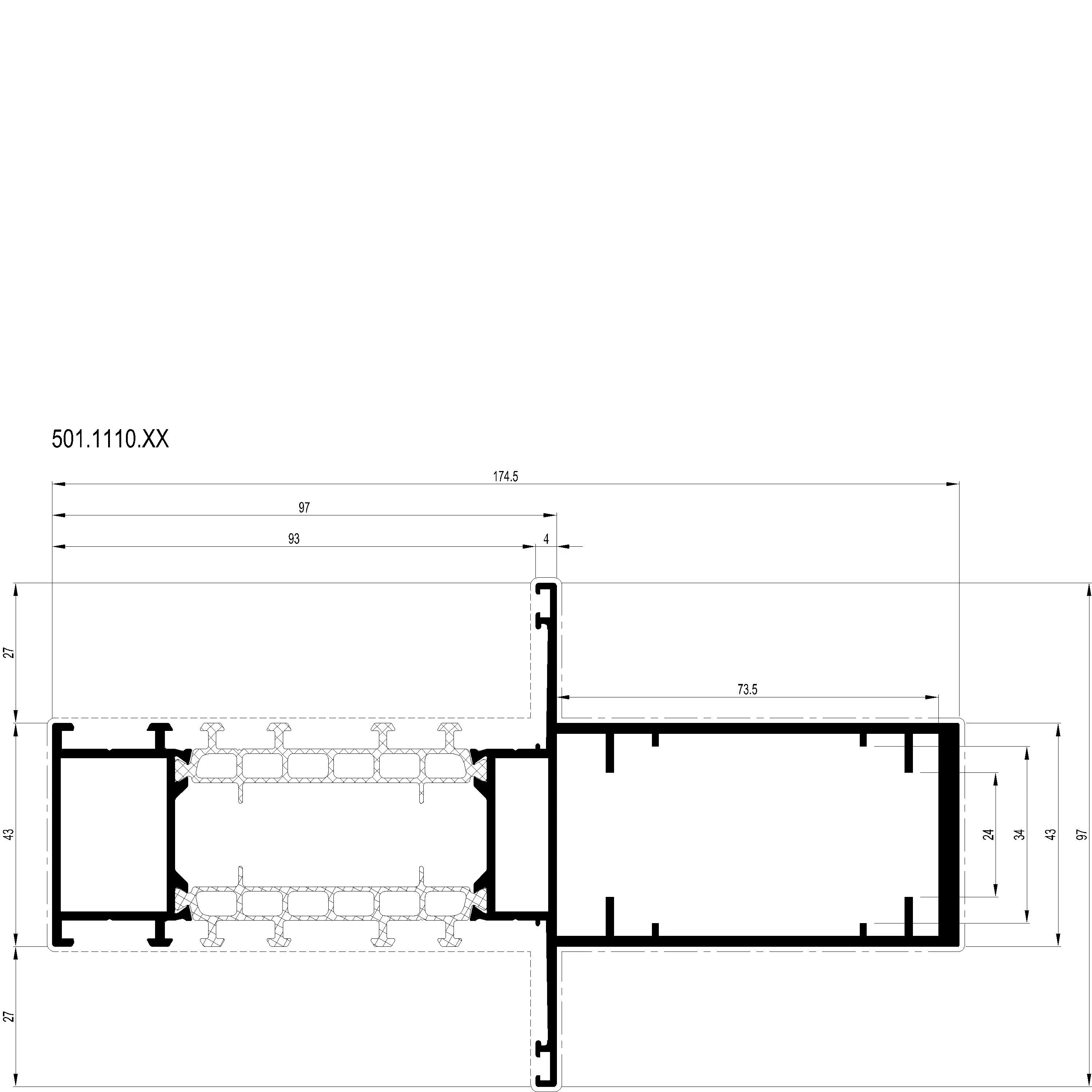 Зображення Перехідний підсилюючий профіль 174.5 мм [501.1110]