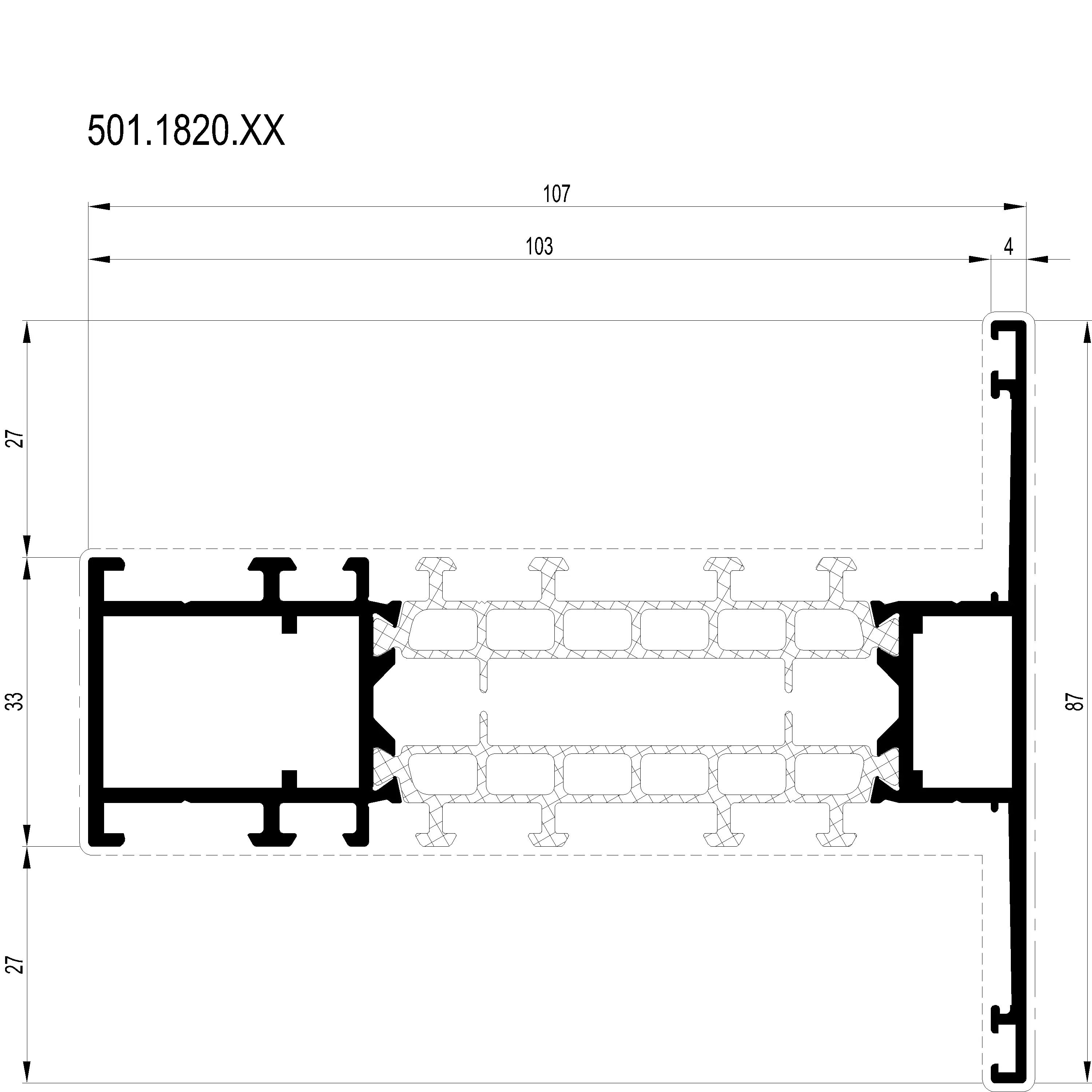 Зображення Перехідний профіль вентиляційний 87 мм [501.1820]
