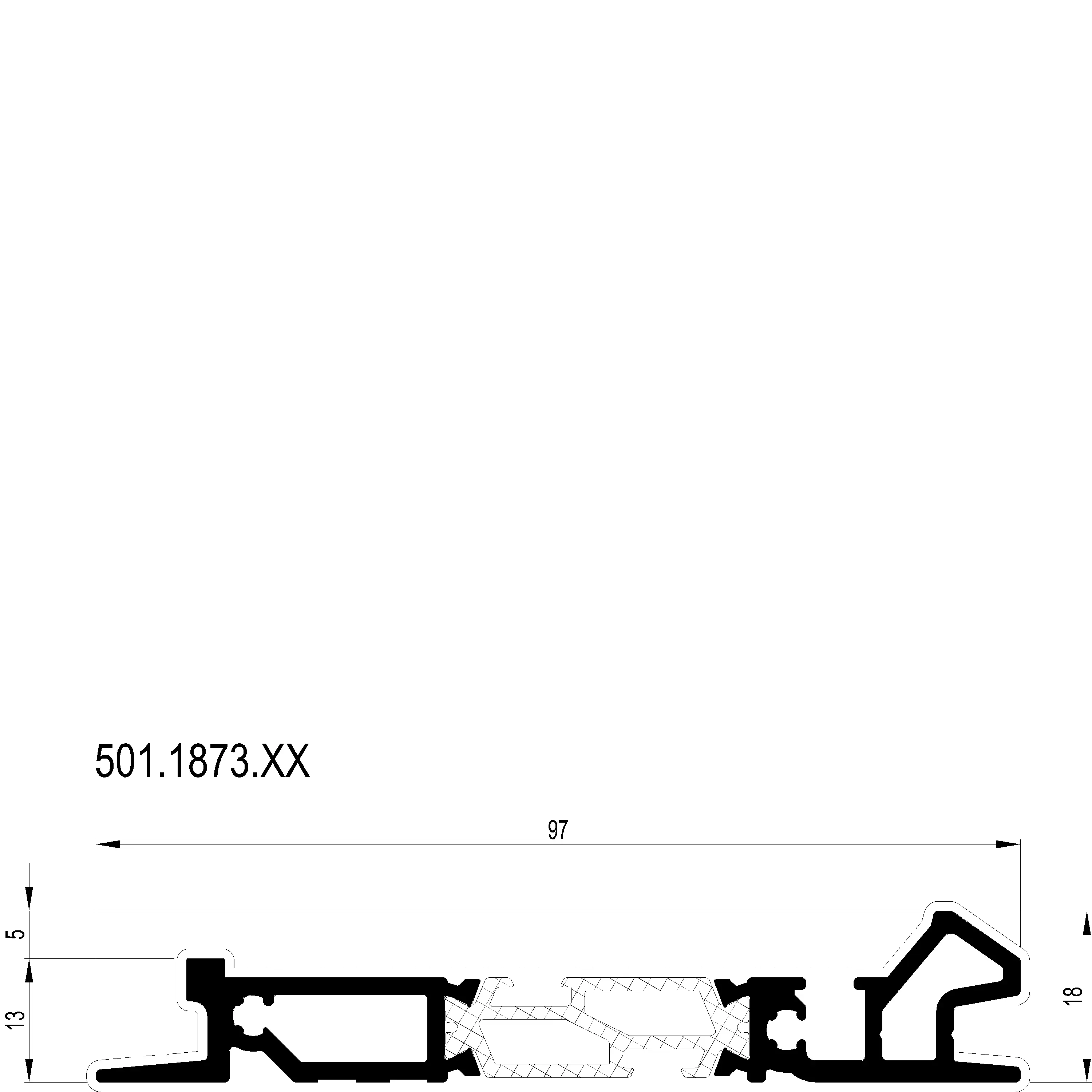 Зображення Підлоговий профіль для внутрішнього відкривання 97 мм [501.1873]