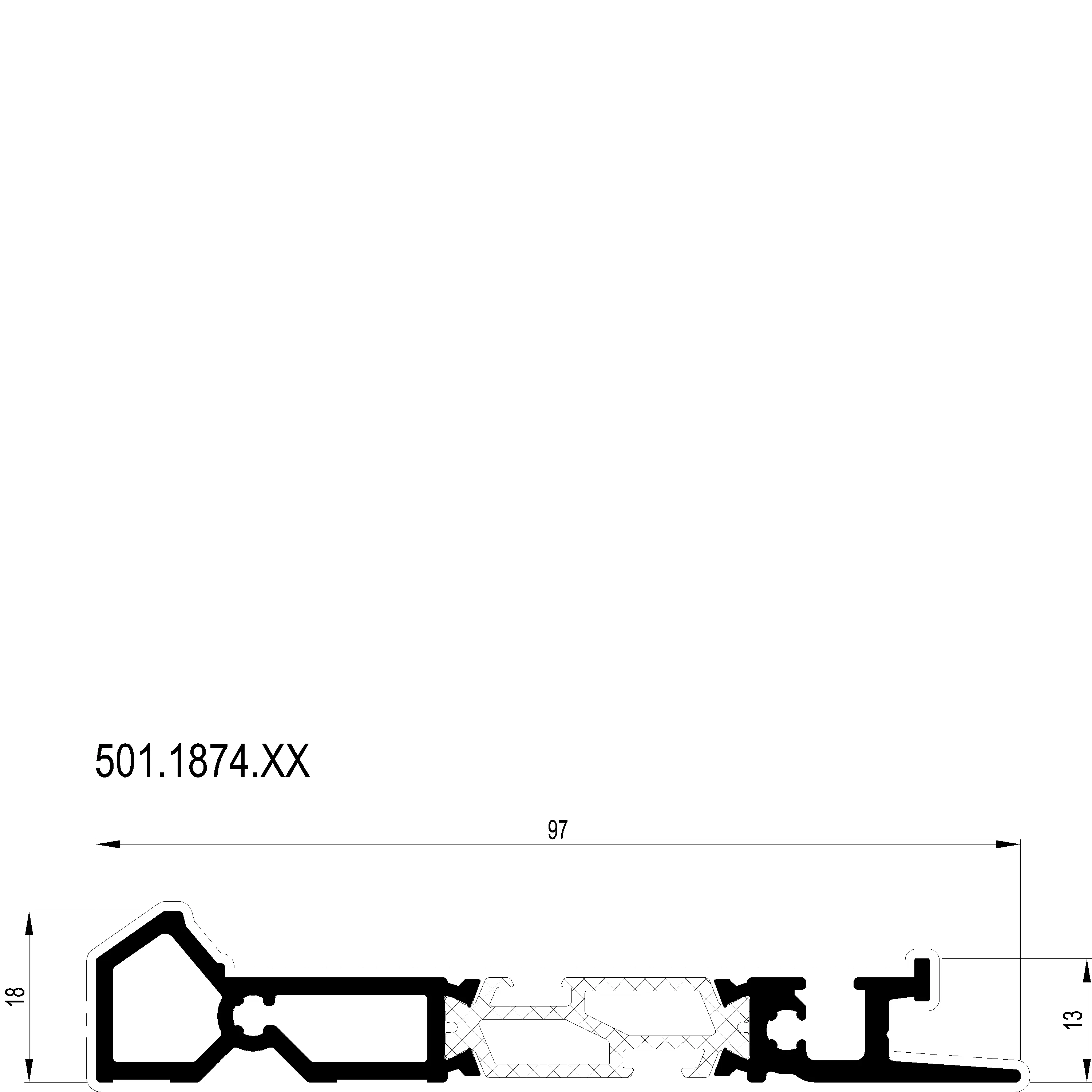 Зображення Підлоговий профіль для зовнішнього відкривання 97 мм [501.1874]