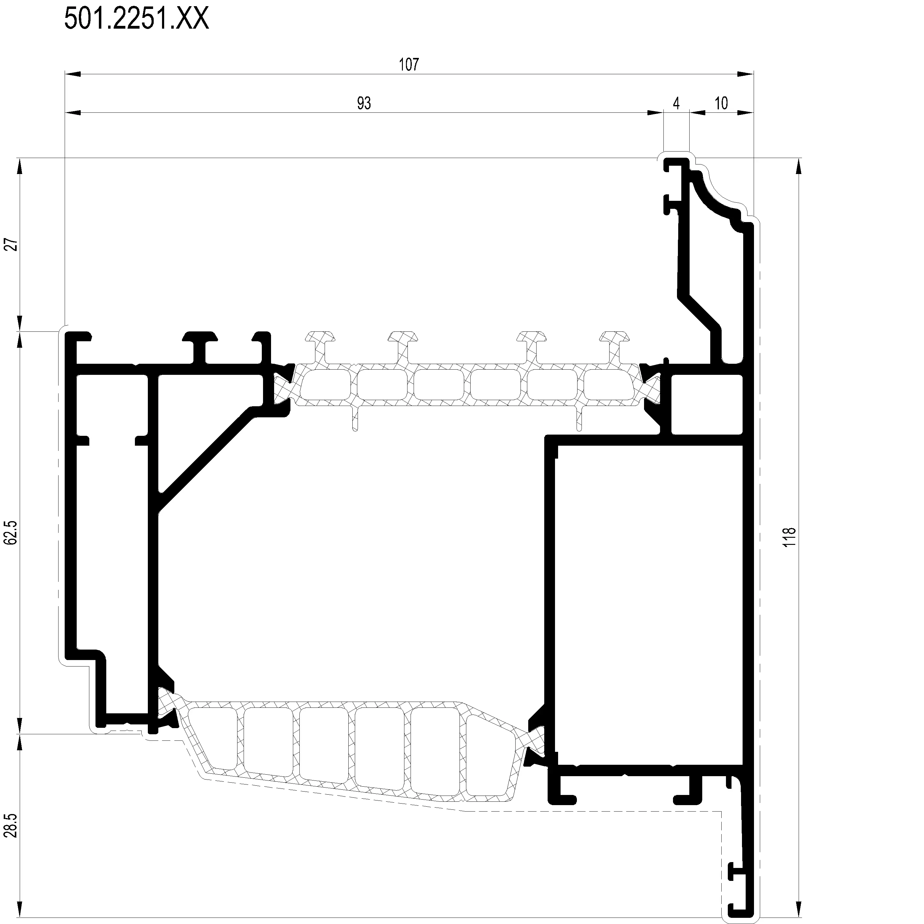 Зображення Вентиляційний профіль зовнішнього відкривання 118 мм RENAISSANCE [501.2251]