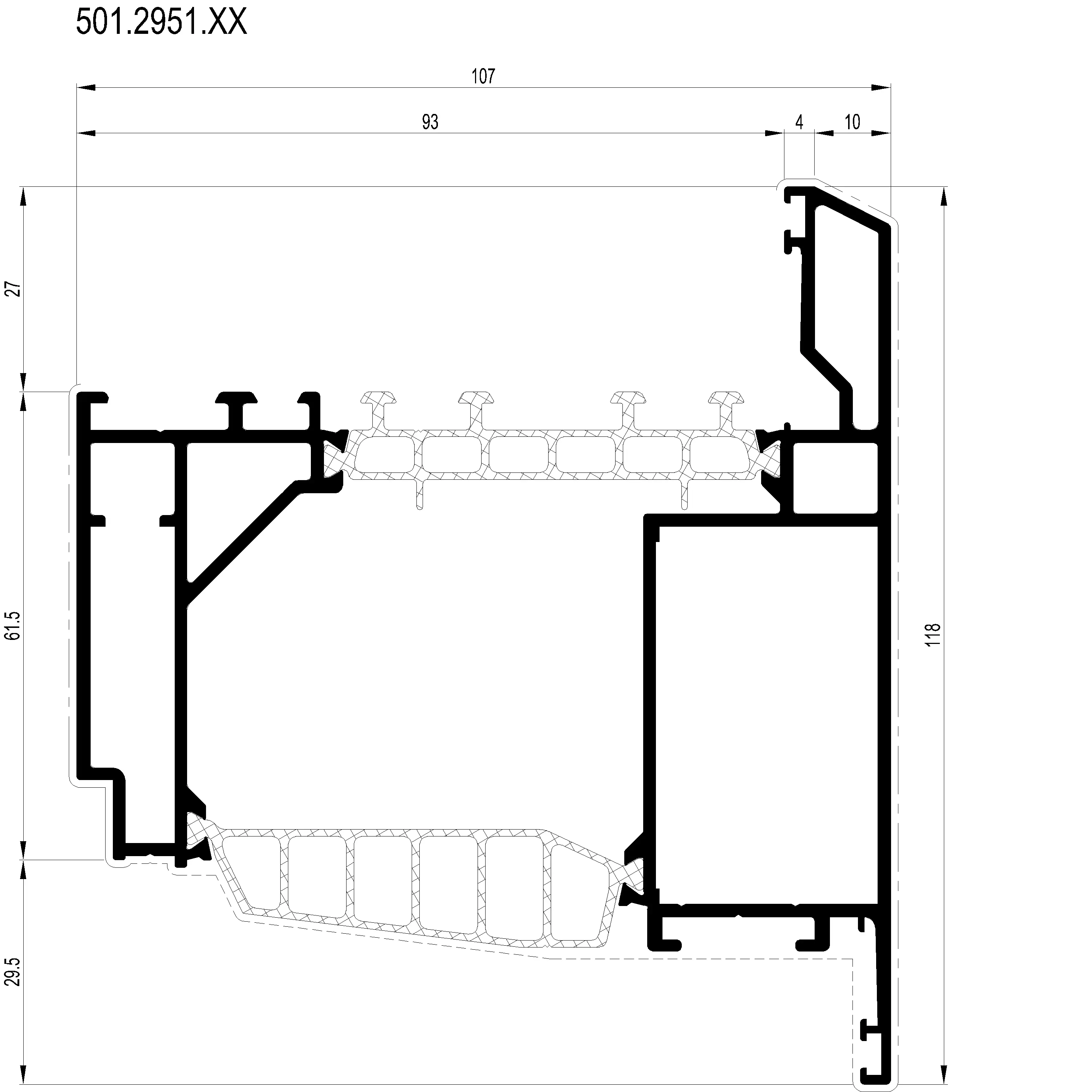Зображення Вентиляційний профіль зовнішнього відкривання 118 мм DECO [501.2951]