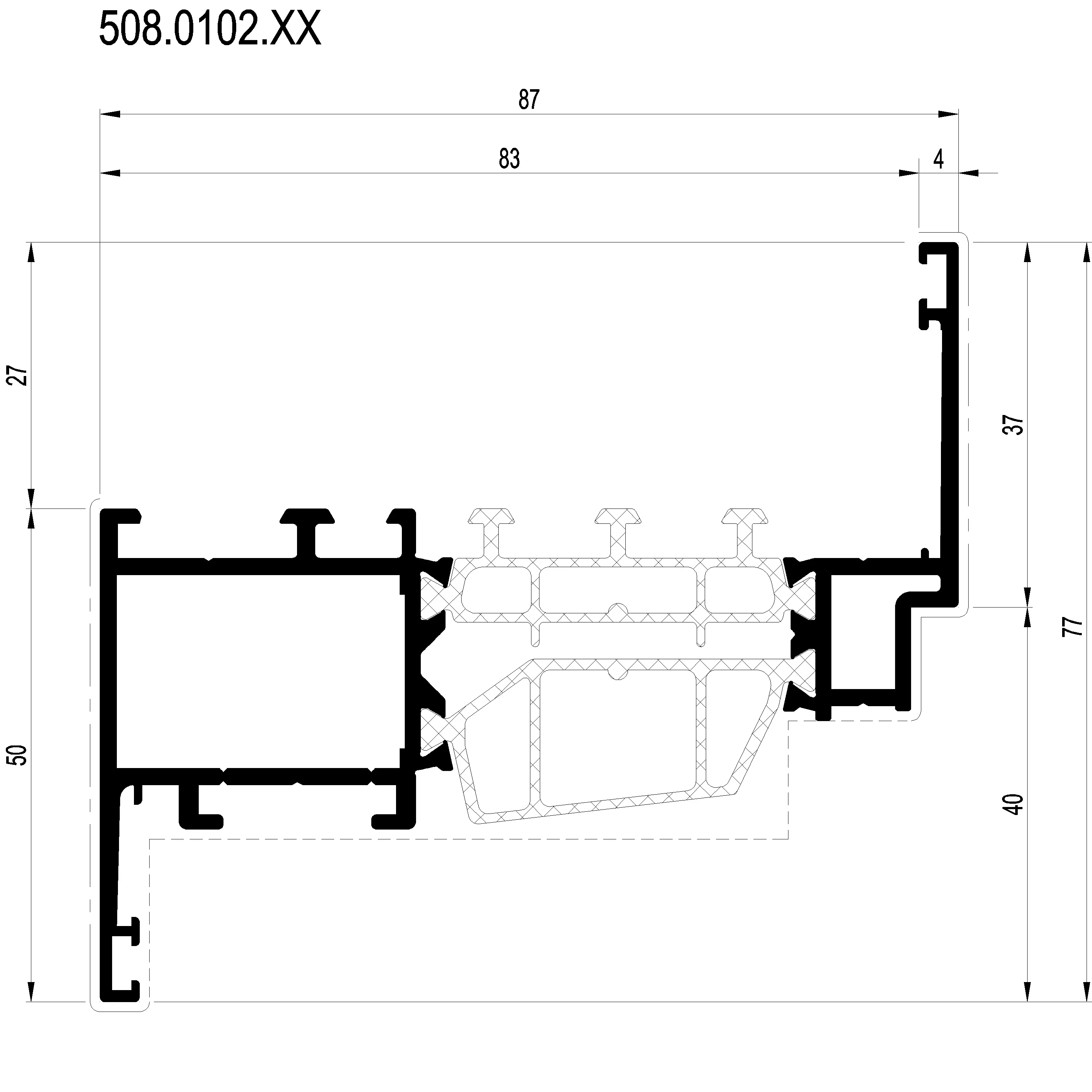Зображення Вентиляційний профіль HI 77 мм [508.0102]