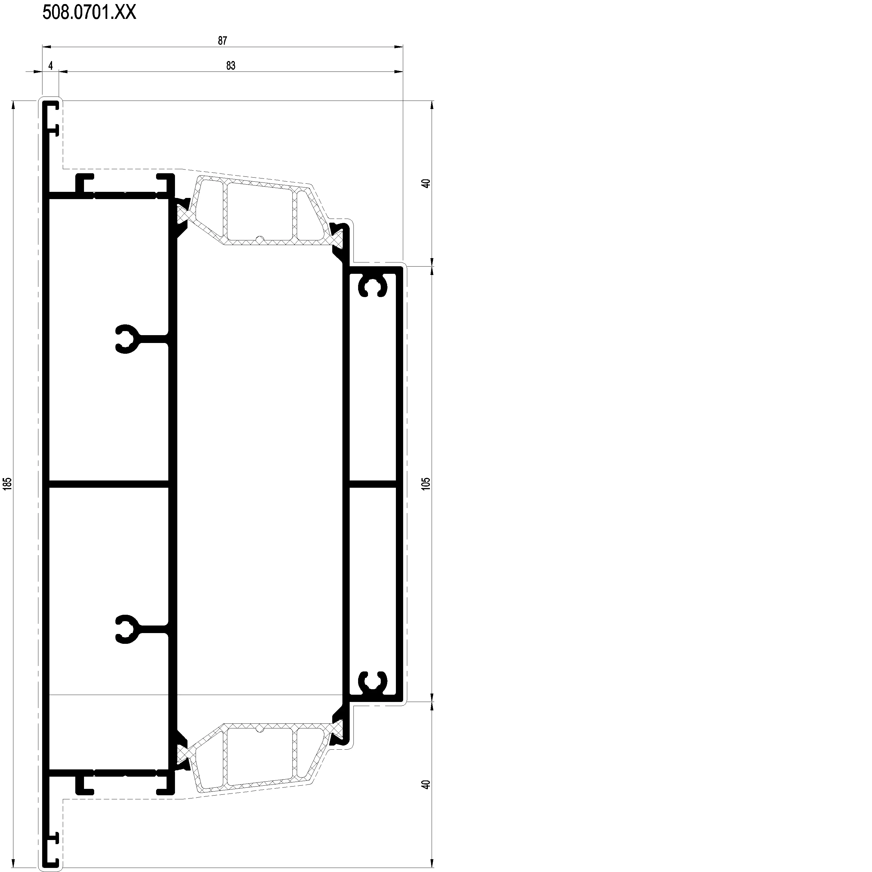 Зображення Віконний вентиляційний профіль 185 мм [508.0701]