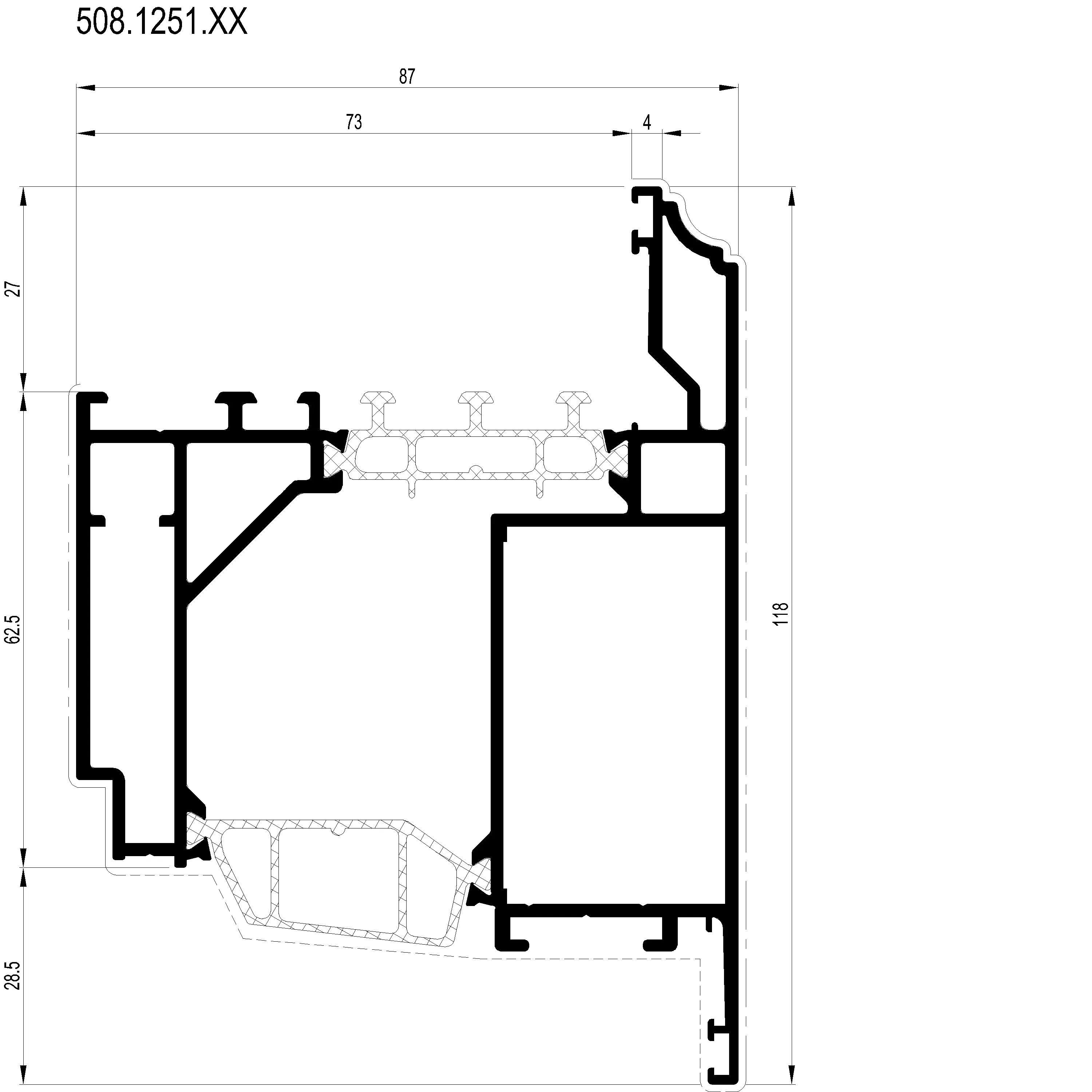 Зображення Вентиляційний профіль зовнішнього відкривання HI+ 118 мм [508.1251]