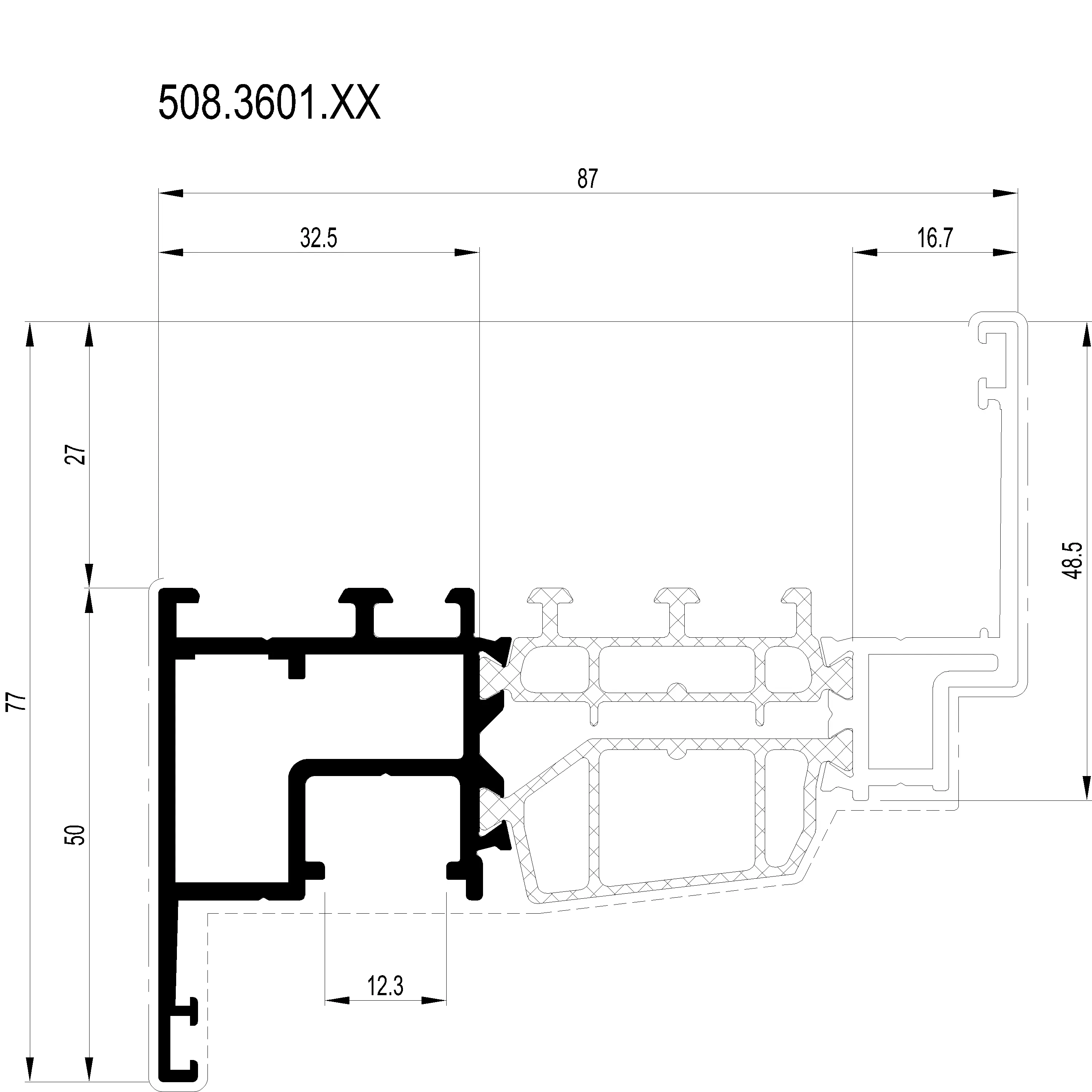 Зображення Вентиляційний профіль HI+ 77 мм [508.3601]