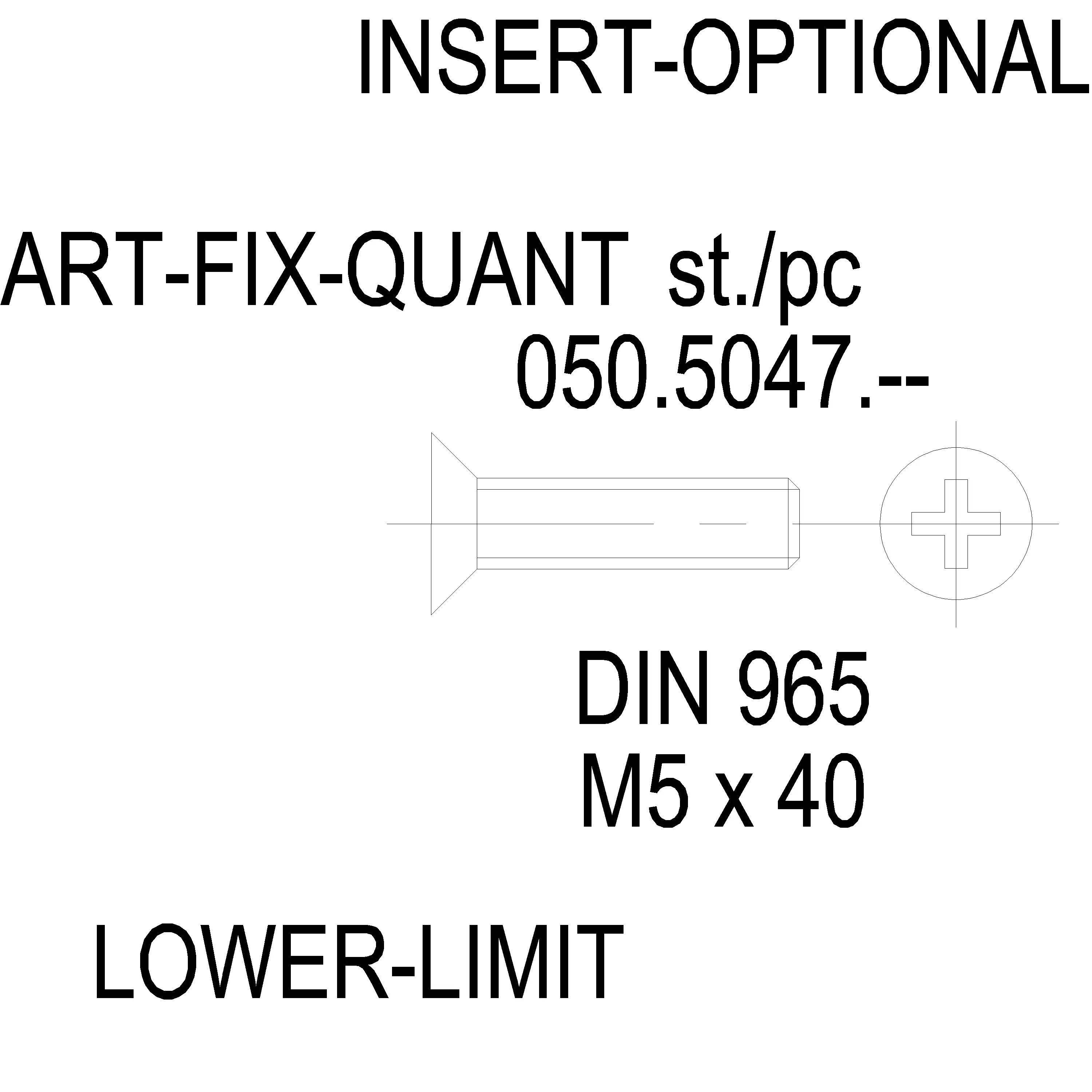 Зображення Гвинт DIN 965 нержавійка M5x40 [050.5047]