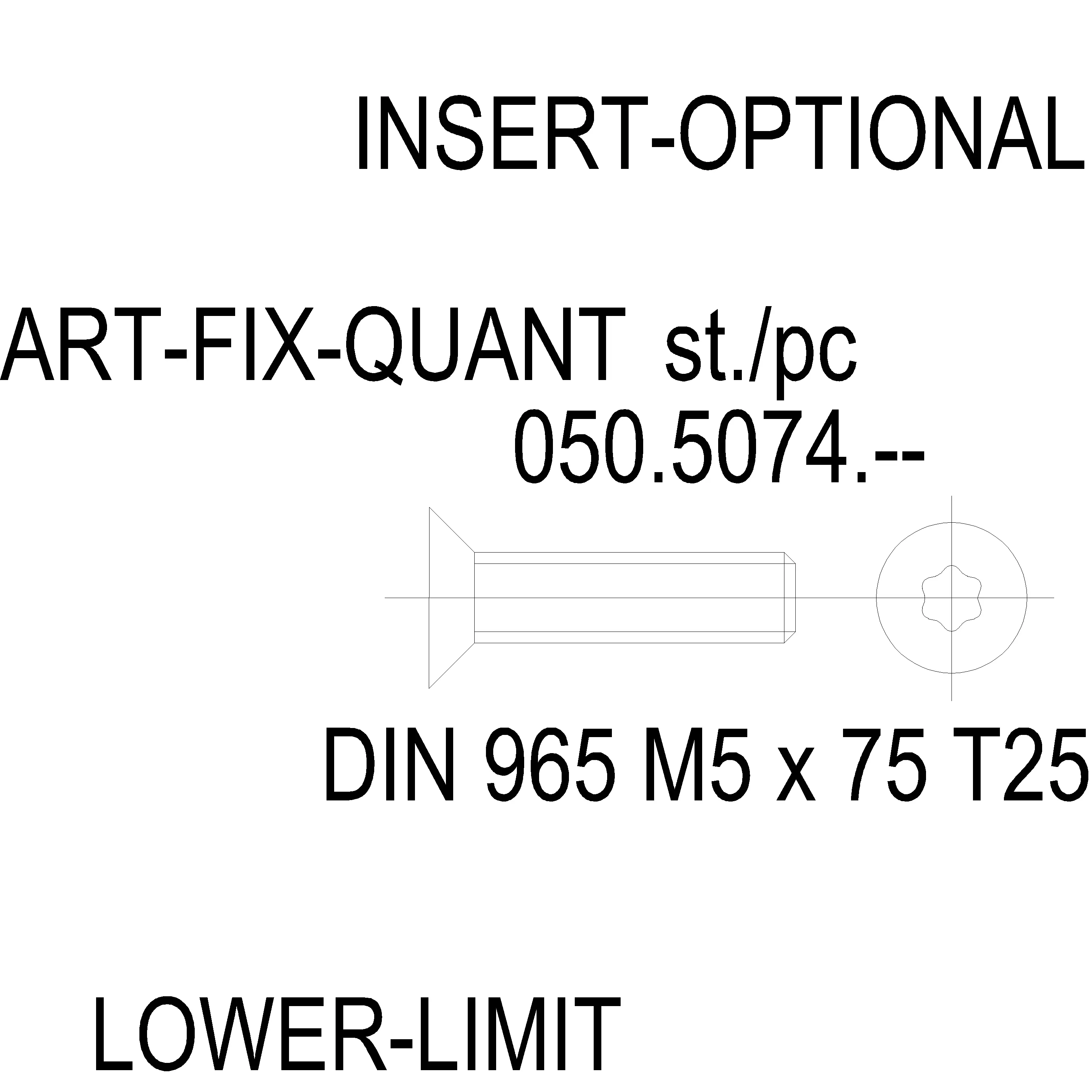 Зображення Гвинт DIN 965 M5 x 75 T25 [050.5074]