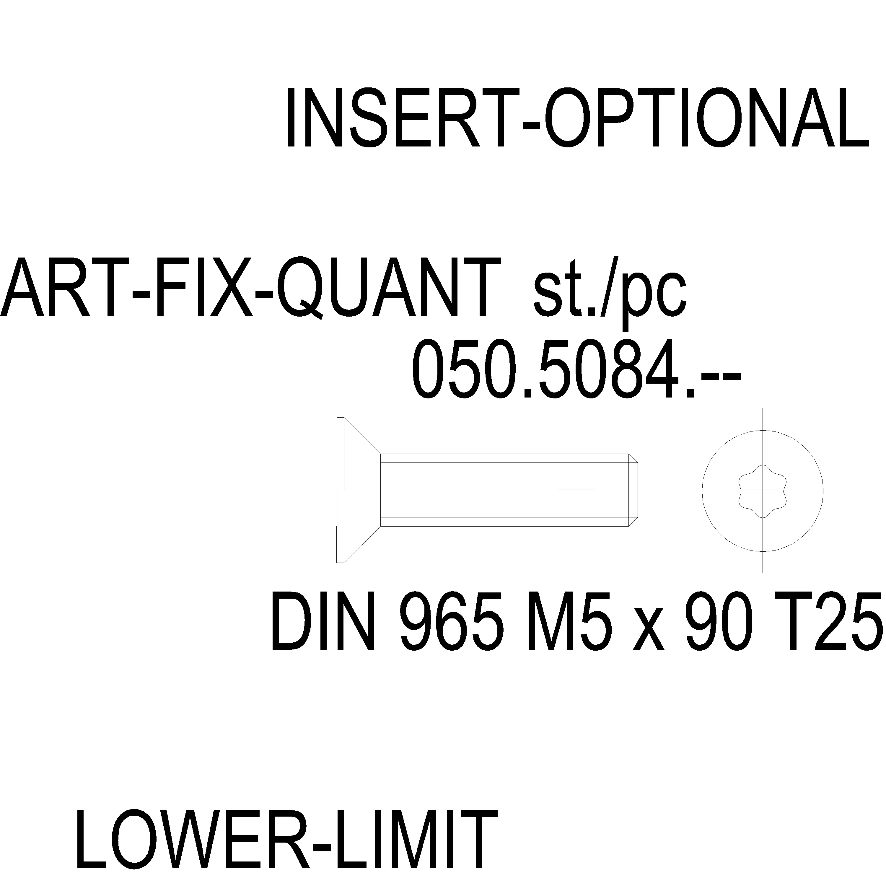 Зображення Гвинт DIN 965 M5 x 90 T25 [050.5084]