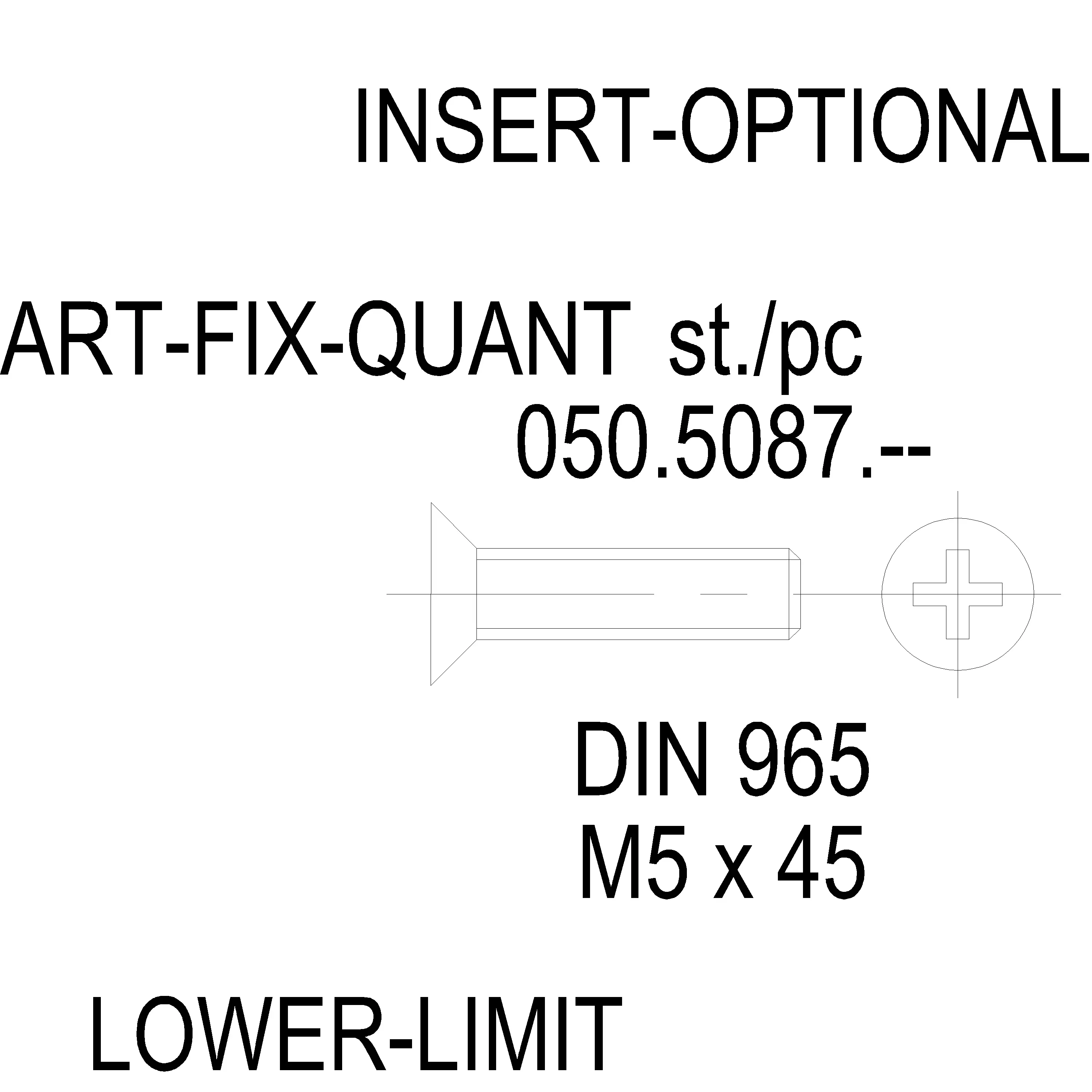 Зображення Гвинт M5x45 DIN 965 Нержавійка [050.5087]