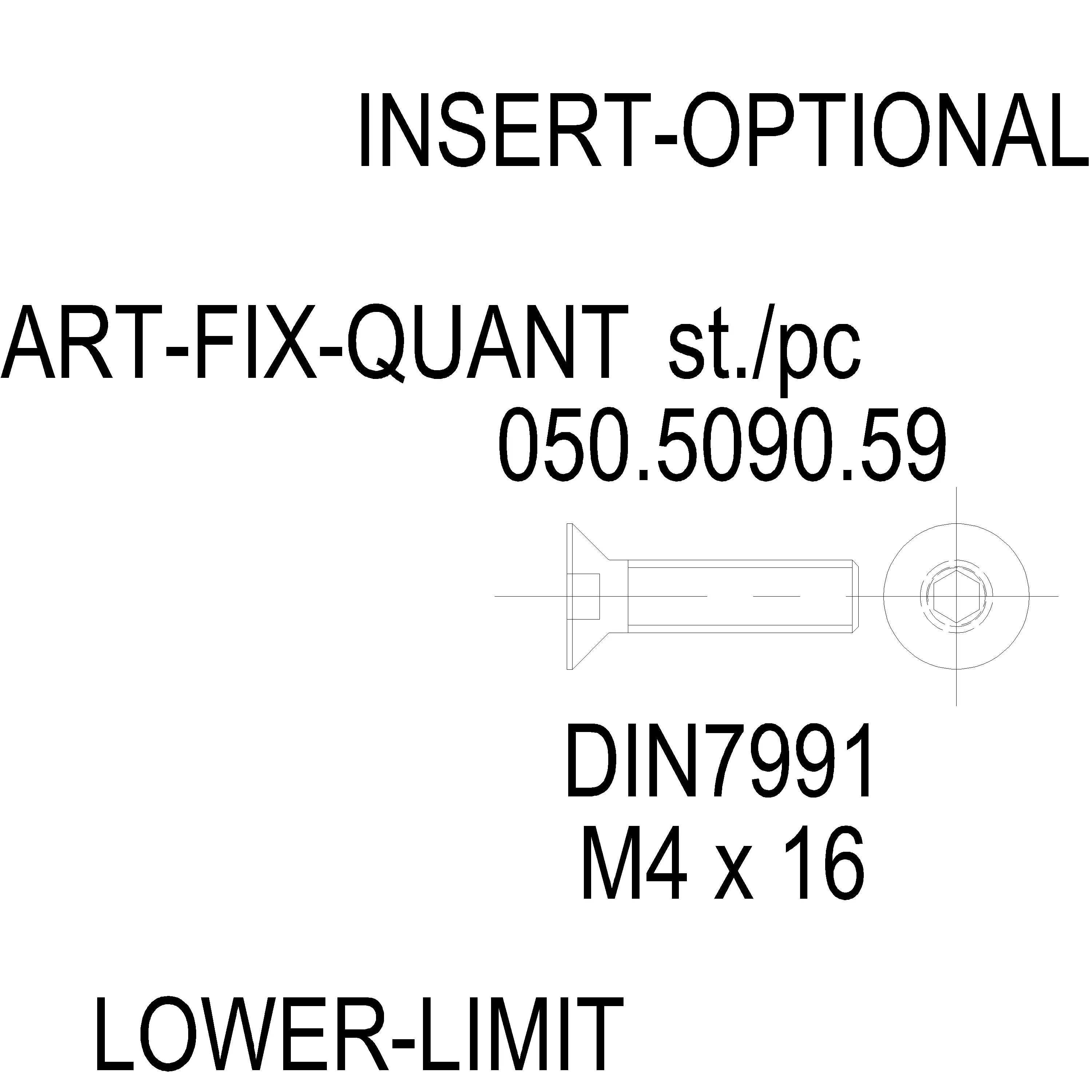 Зображення Гвинт: FINISH RAL 9005 DIN 7991 M4 x 16 [050.5090.59]