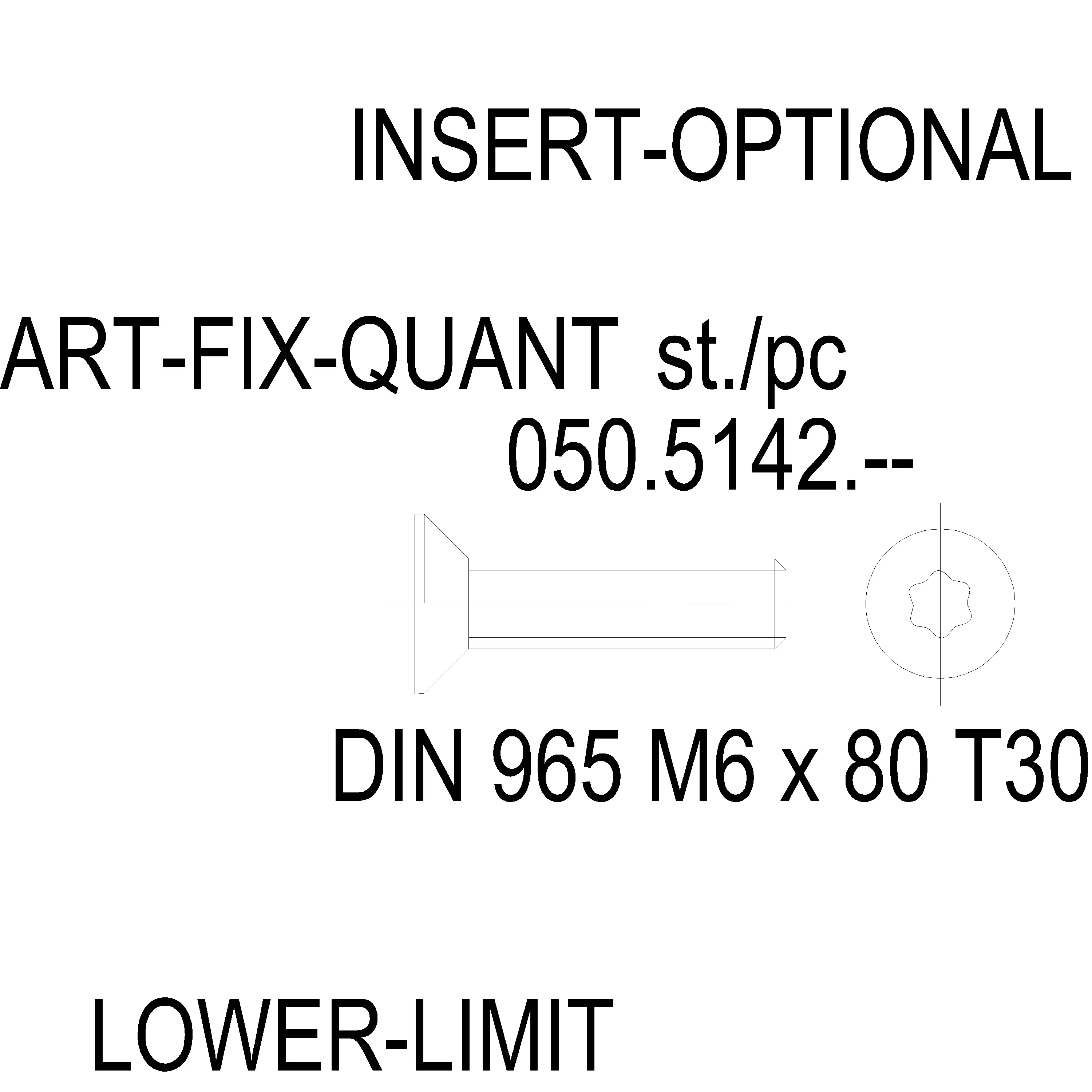 Зображення Гвинт DIN 965 M6 x 80 T30 [050.5142]