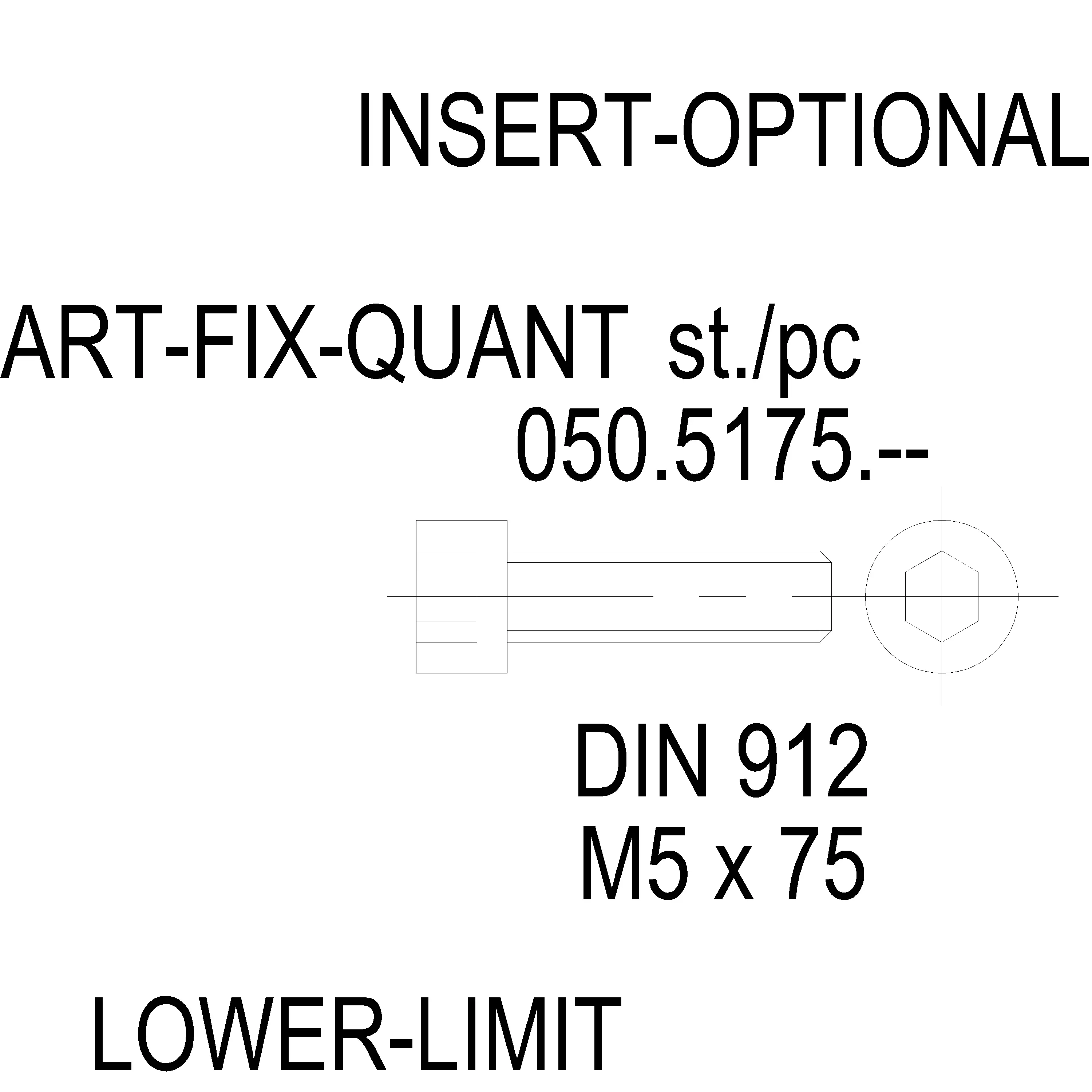 Зображення Гвинт DIN 912 нержавійка M5x75 [050.5175]