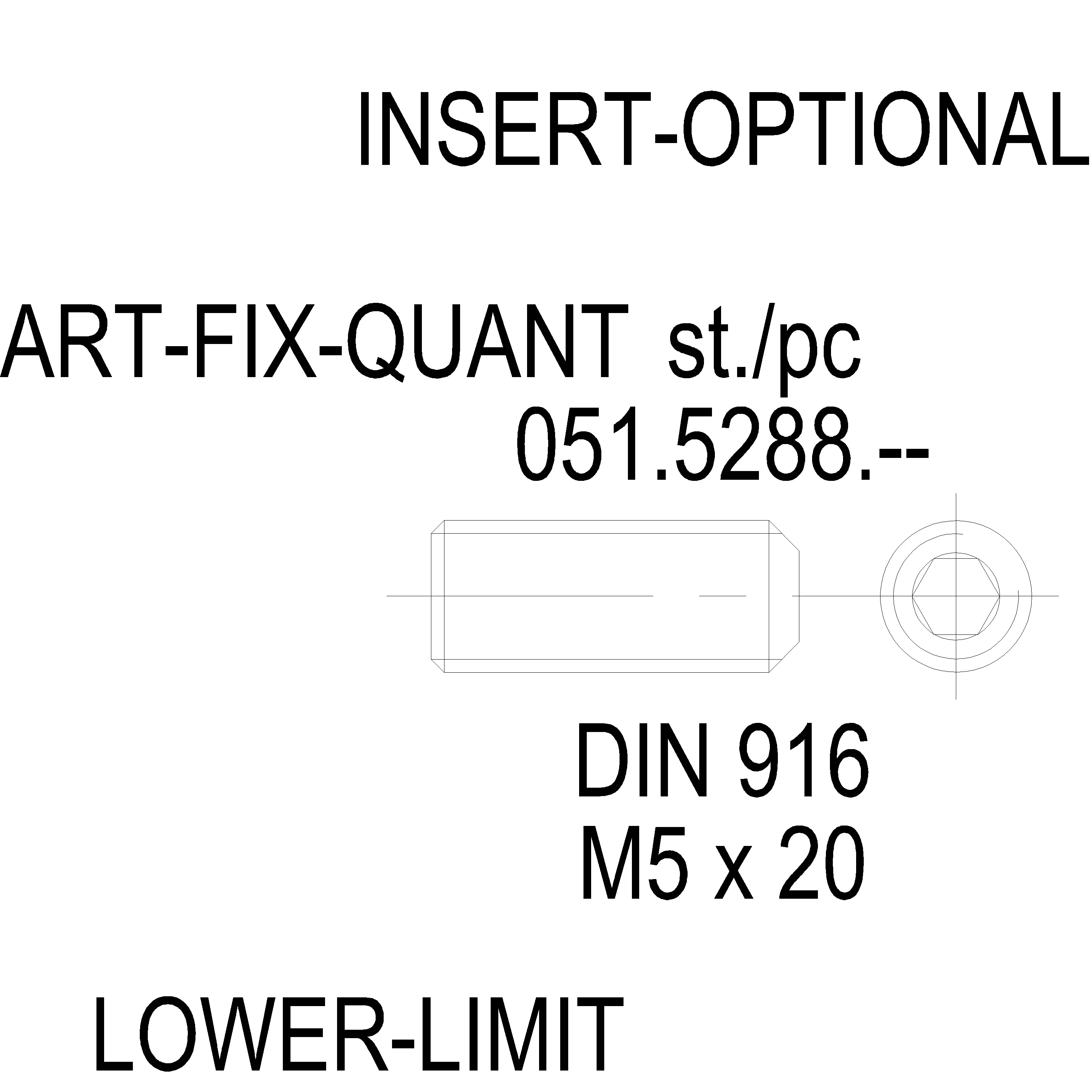 Зображення Гвинт DIN 916 нержавійка M5x20 [051.5288]
