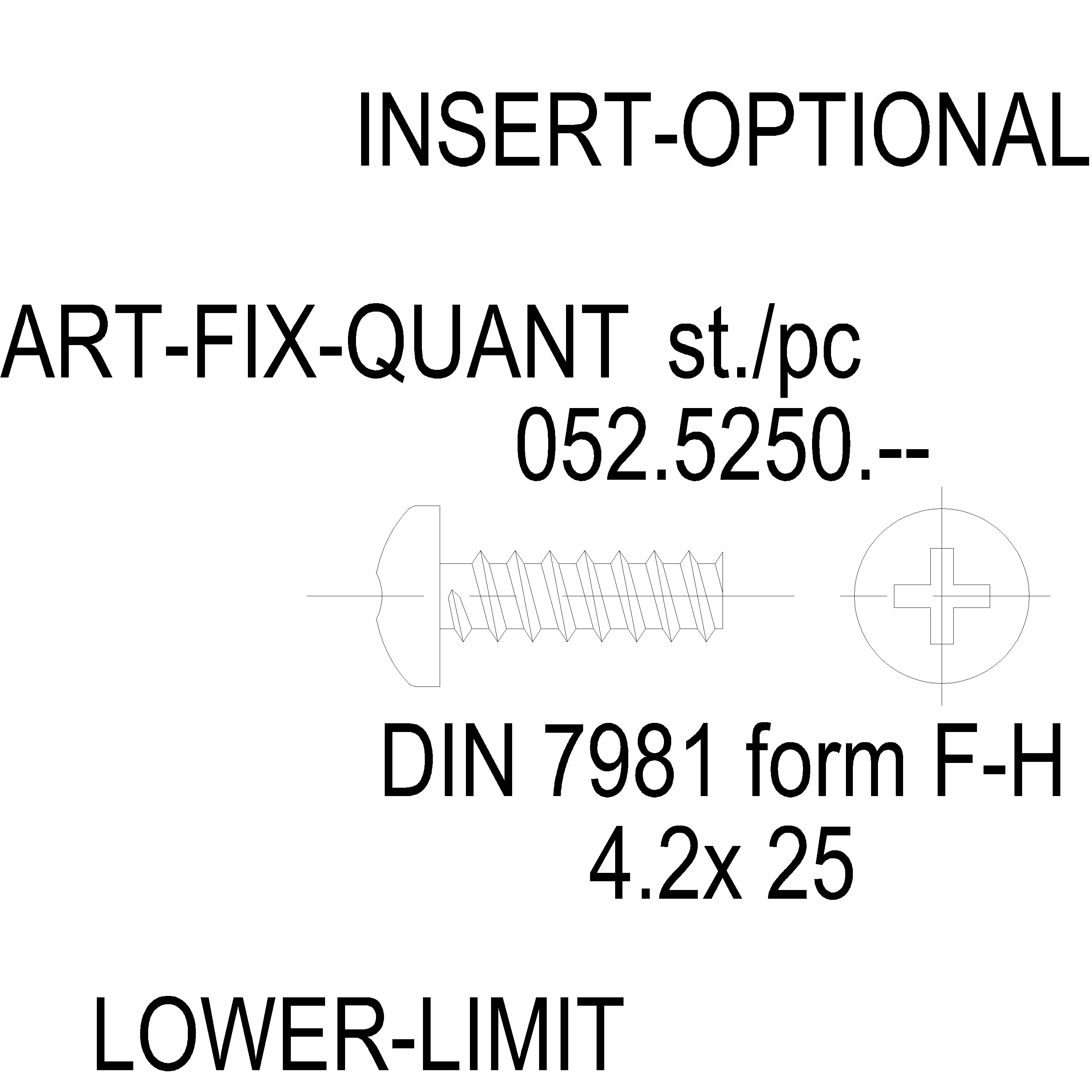 Зображення ST-Гвинт Din 7981 A2-70 4.2x25 Form F-H [052.5250]