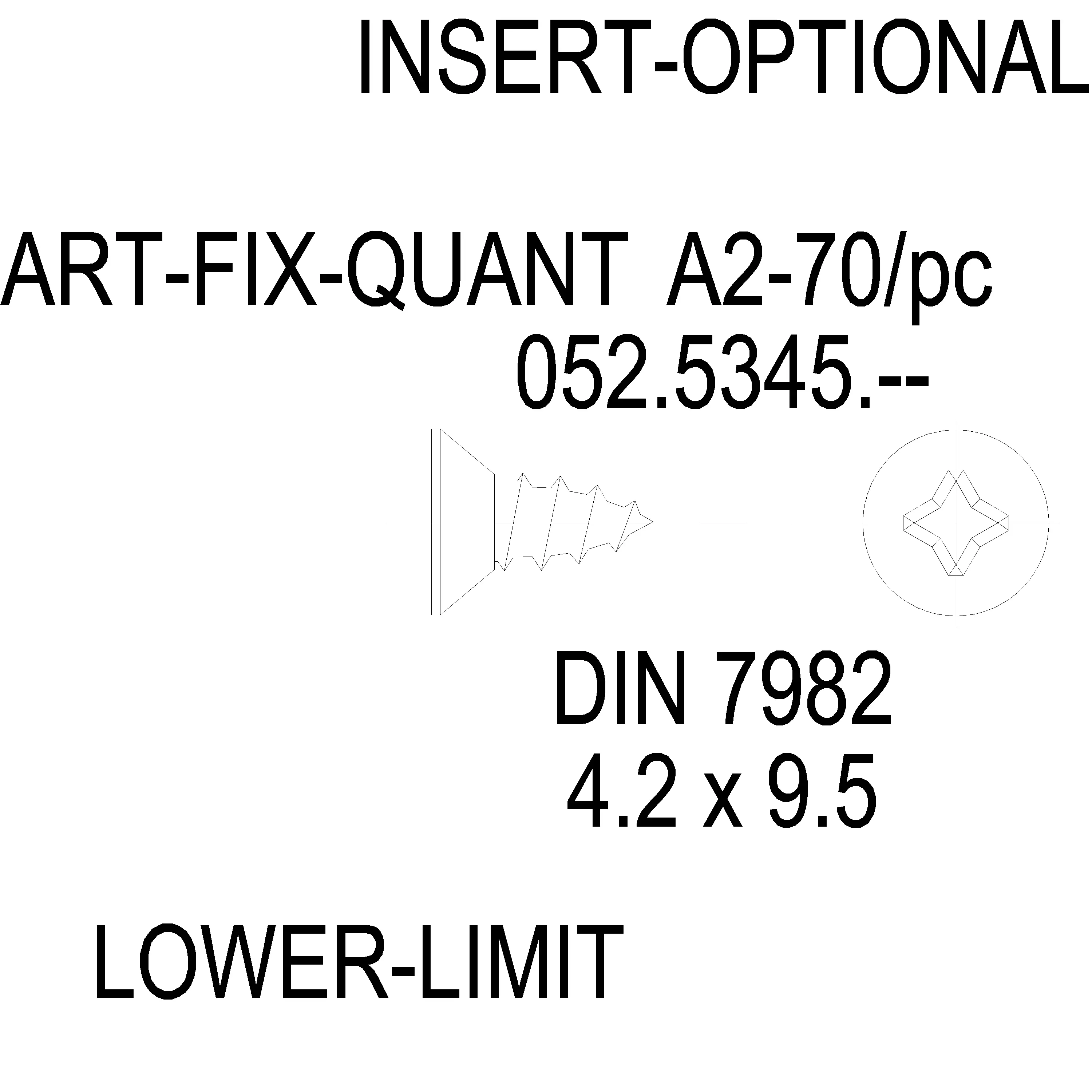 Зображення Гвинт DIN 7982 нержавійка 4.2x9.5 [052.5345]