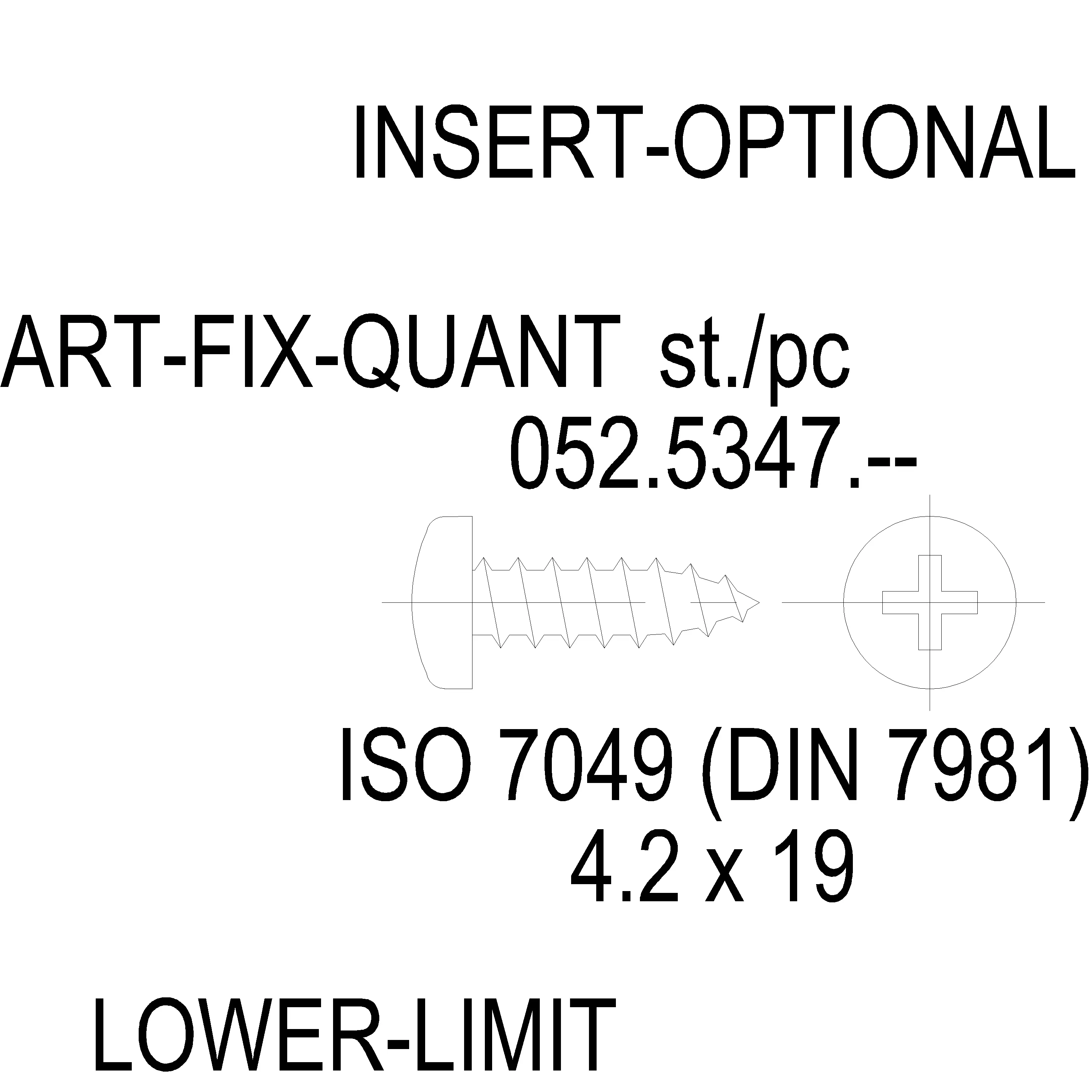 Зображення ST-Гвинт ISO 7049 (DIN 7981) нержавійка 4.2x19 мм [052.5347]