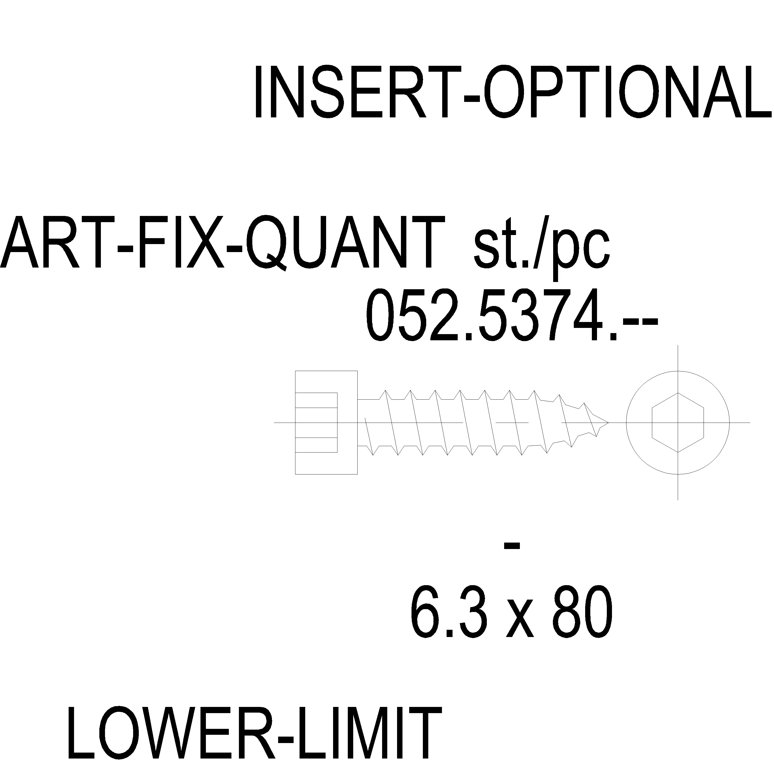 Зображення Саморіз DIN 912 нержавійка 6.3x80 [052.5374]