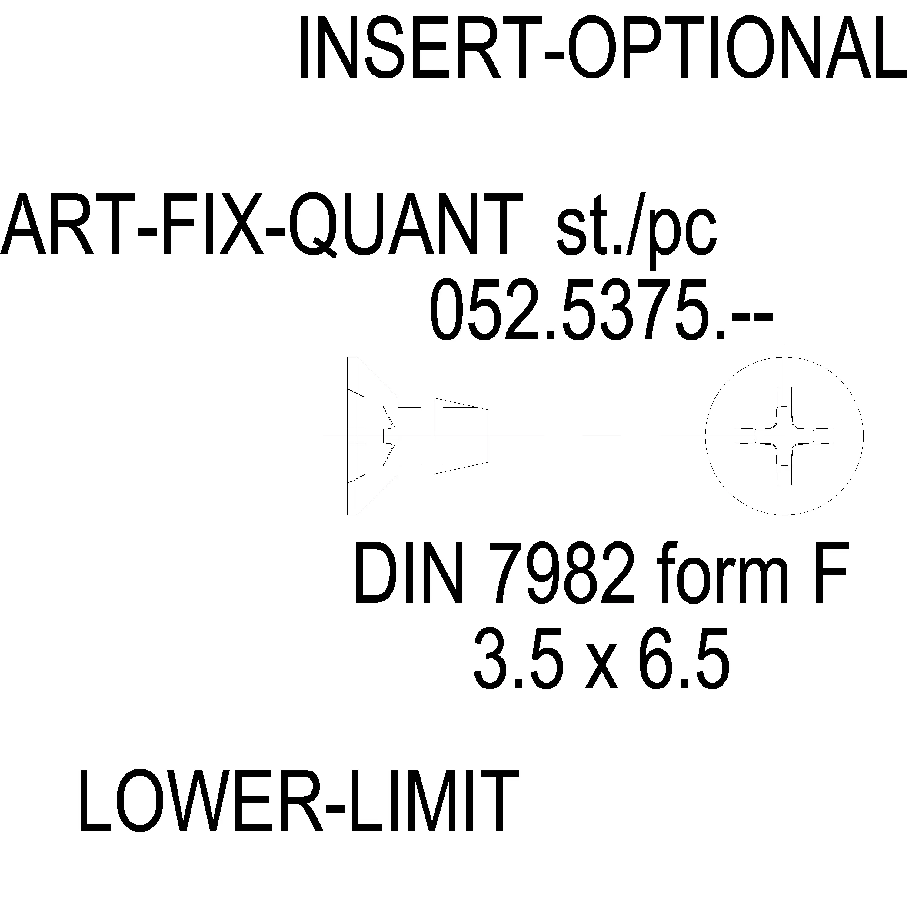 Зображення ST-Гвинт Din 7971 A2-70 3.5x6.5 Form F-H [052.5375]