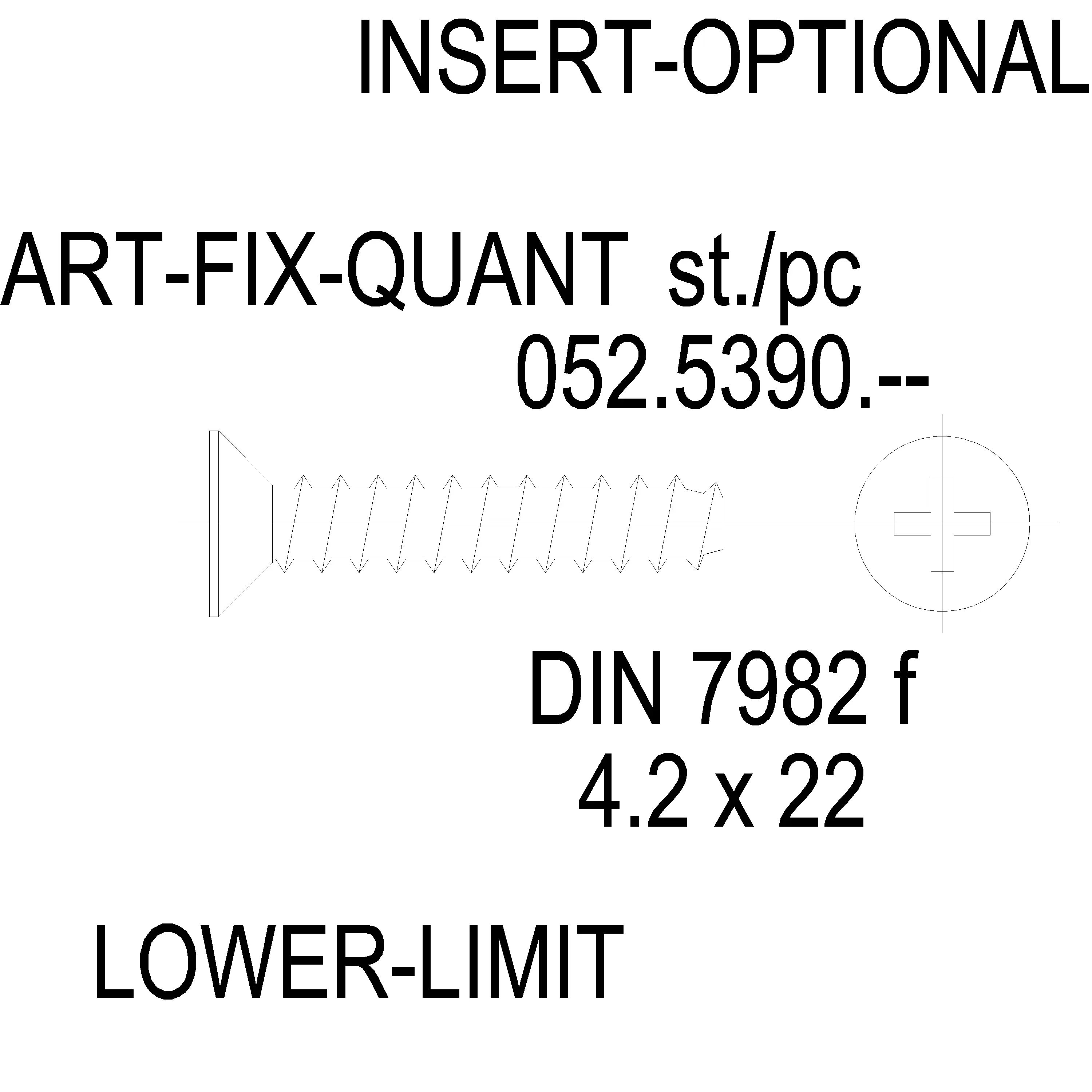 Зображення Гвинт DIN 7982 A2 4.2x22 тип 7 [052.5390]