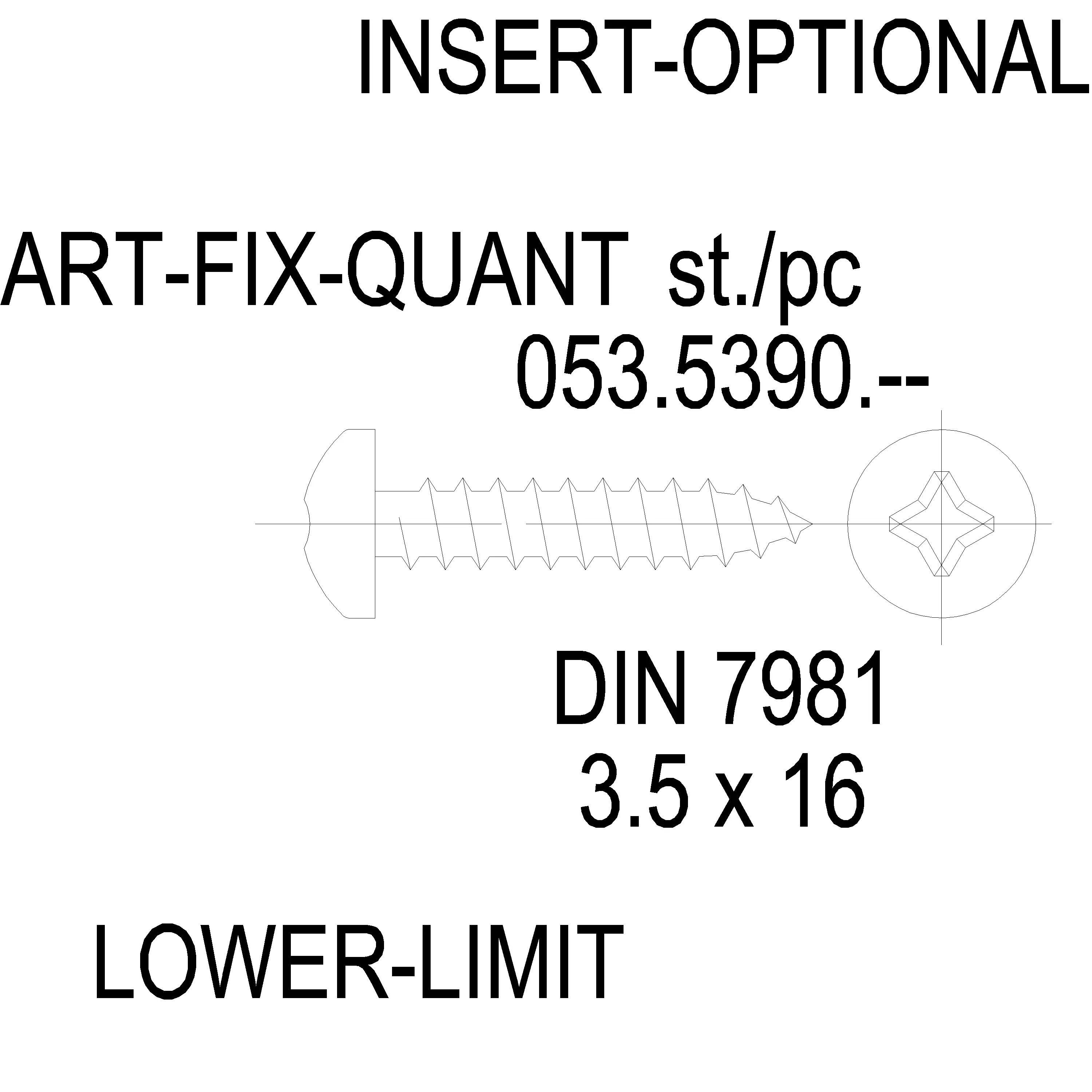 Зображення Саморіз DIN 7981 нержавійка 3.5x16 [053.5390]
