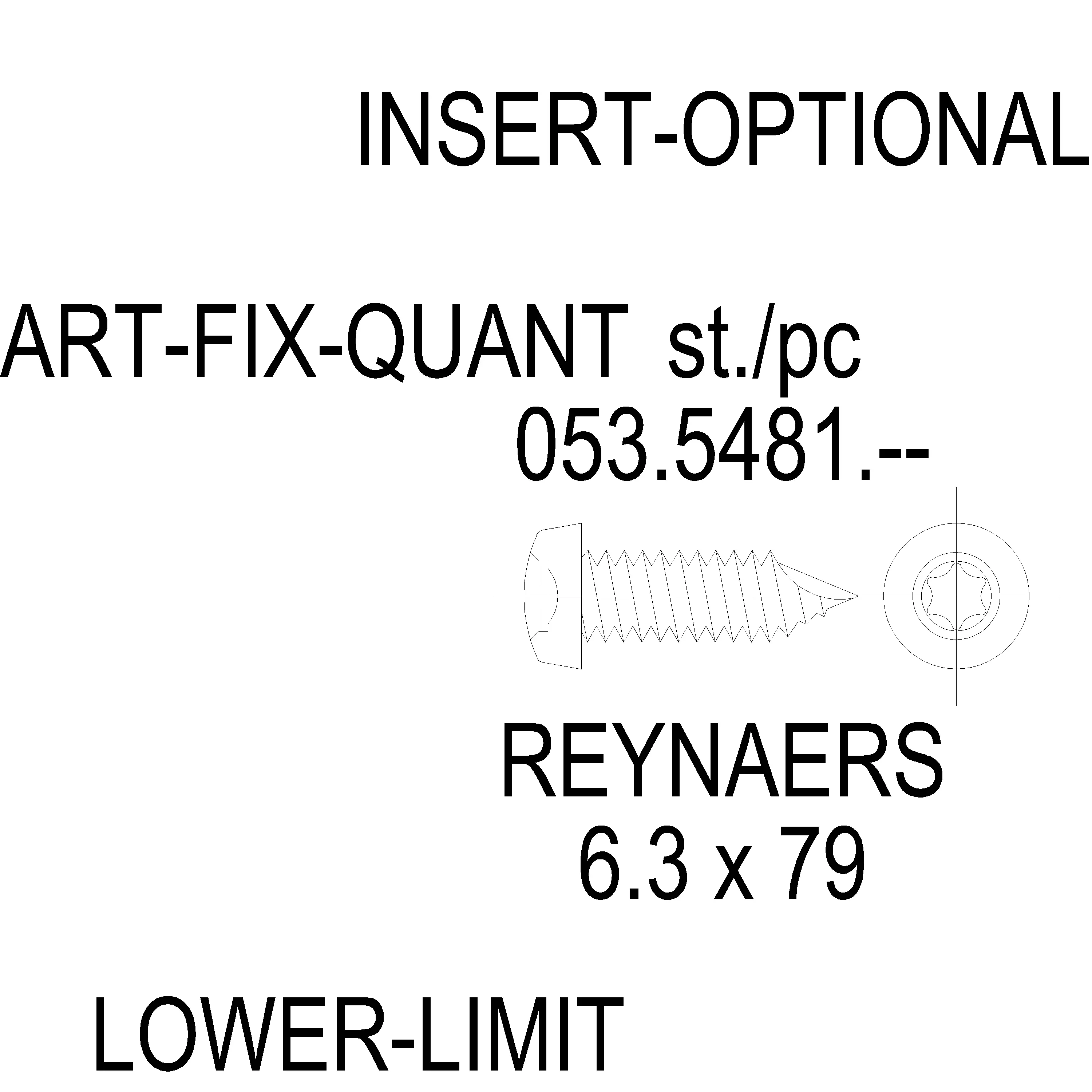 Зображення TORX Гвинт нержавійка 6.3x79 [053.5481]