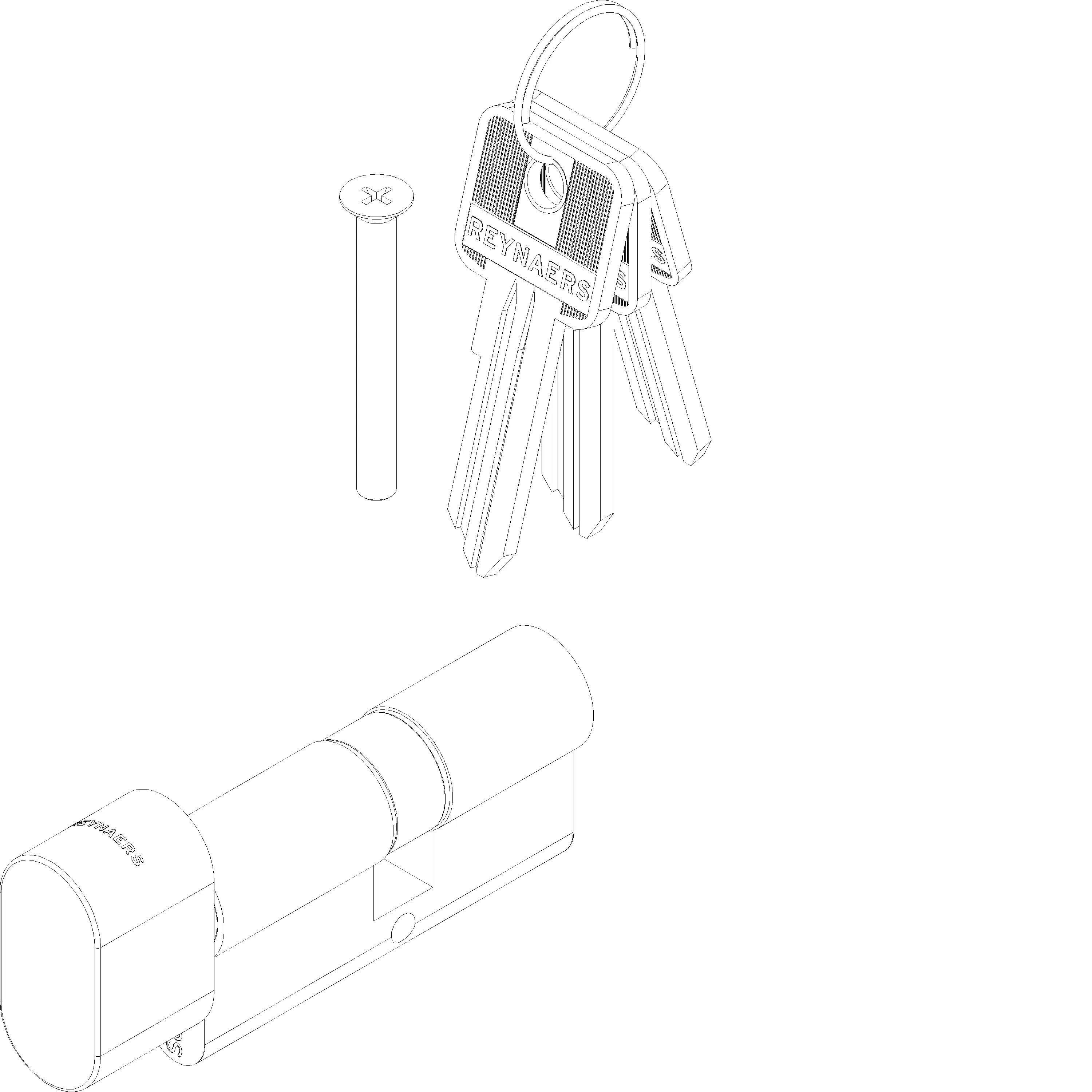 Зображення KNOB CYLINDERSKG2 - KEYED ALIKE A=35 B=30 C=65 (A=Knob) [161.7129]