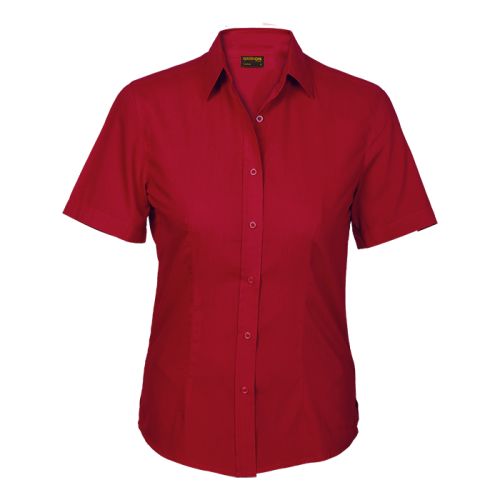 Barron Clothing | Ladies Basic Poly Cotton Blouse Short Sleeve