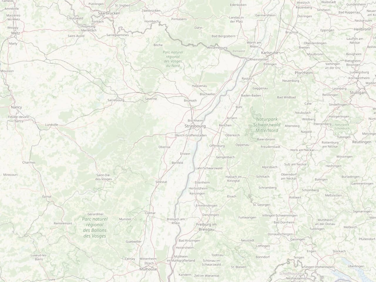 Carte de la zone d'intervention : Fegersheim — rayon 50 km