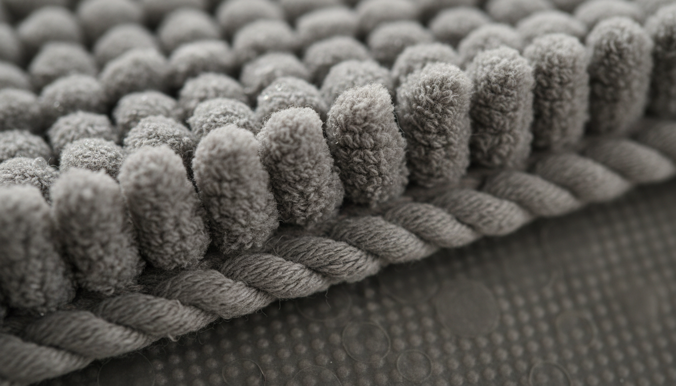 Gros plan sur la texture douce et absorbante, avec motifs géométriques subtils en lin.