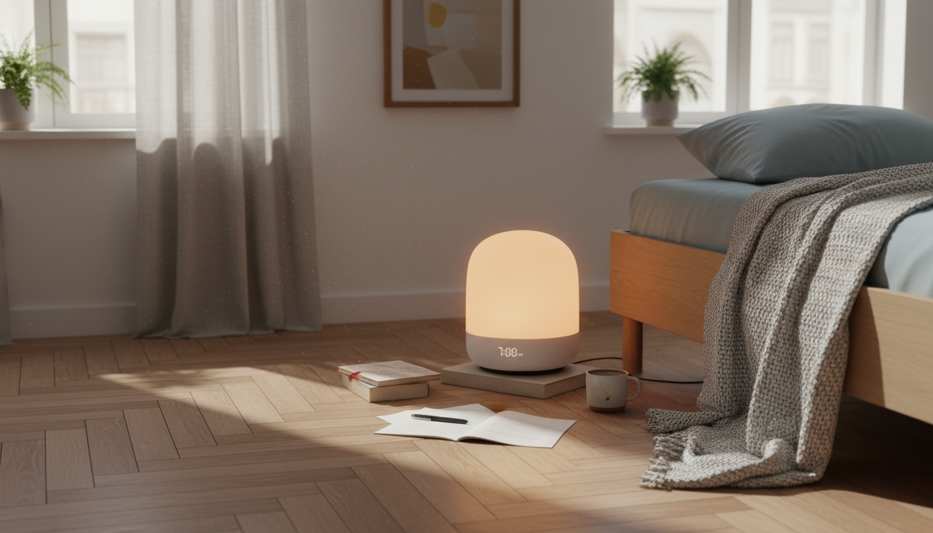 Douce lumière dorée émerge, créant une ambiance chaleureuse pour un réveil serein.