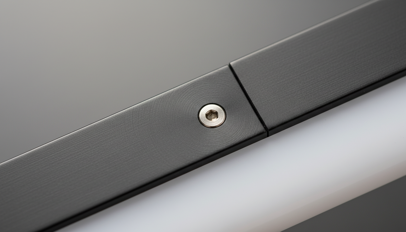 Gros plan sur la texture lisse de l'abat-jour en polycarbonate blanc et son interrupteur tactile élégant.