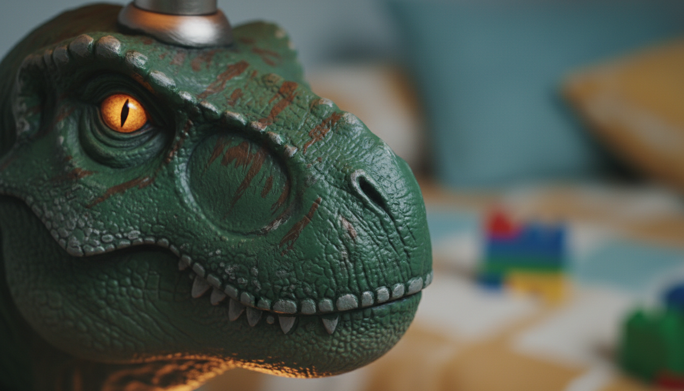 Gros plan sur la texture en silicone et les motifs de dinosaures colorés.