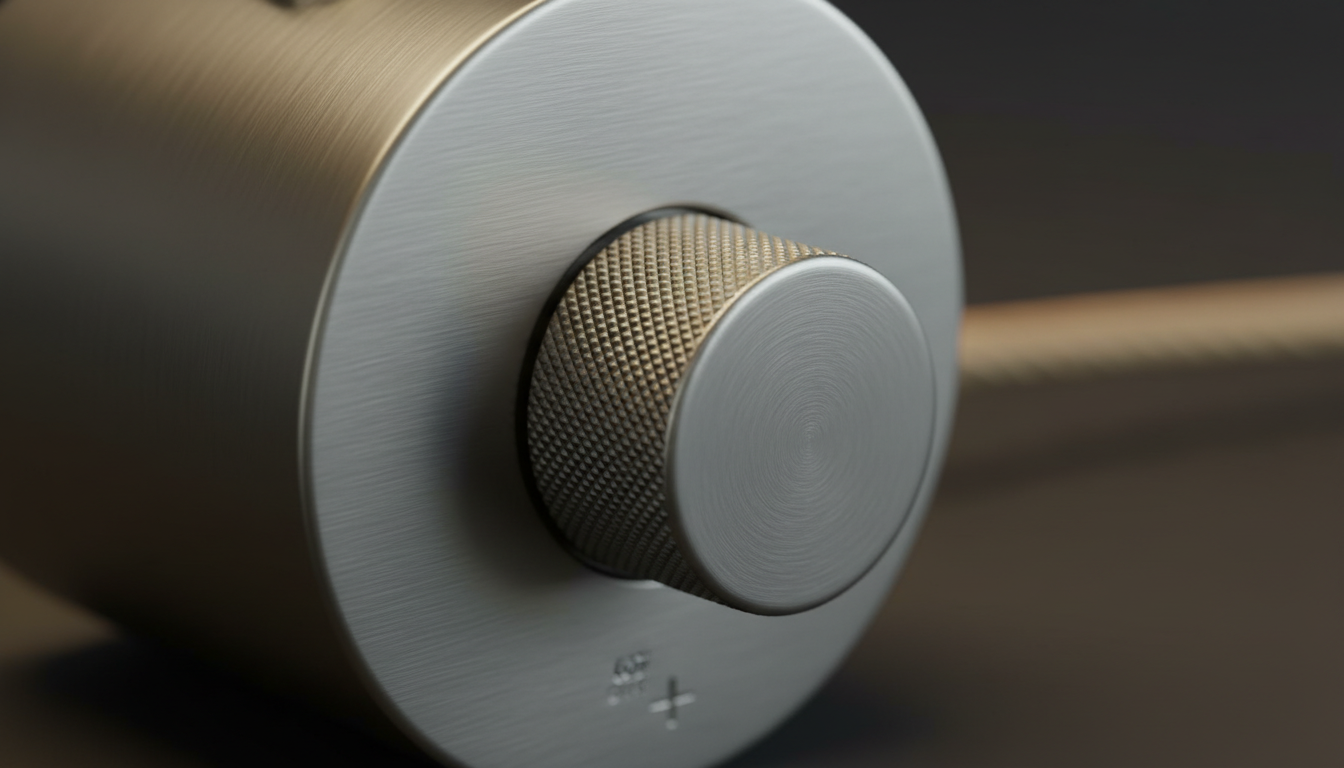 Abat-jour en lin beige texturé, diffusant une lumière douce et apaisante.