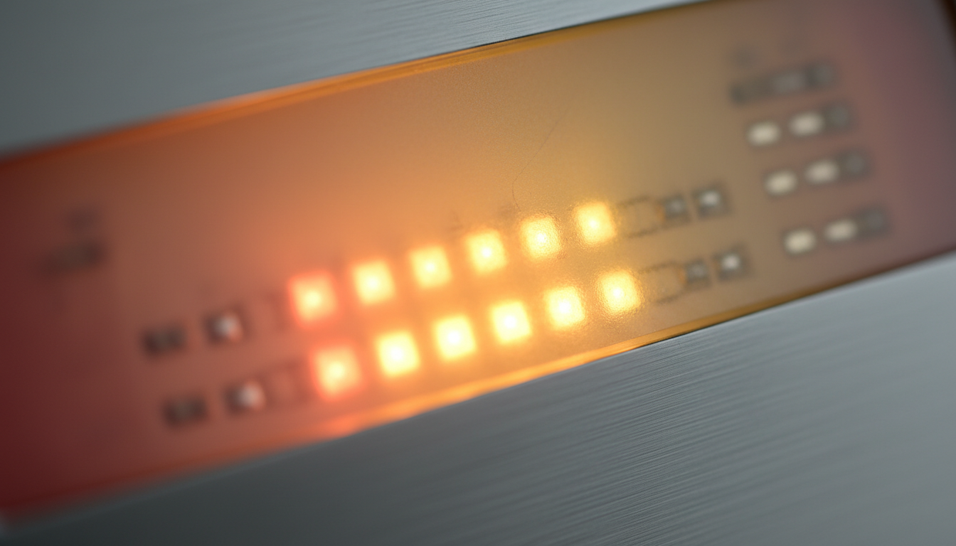 Gros plan sur l’écran tactile, texture douce et finition mate, affichage clair et apaisant.