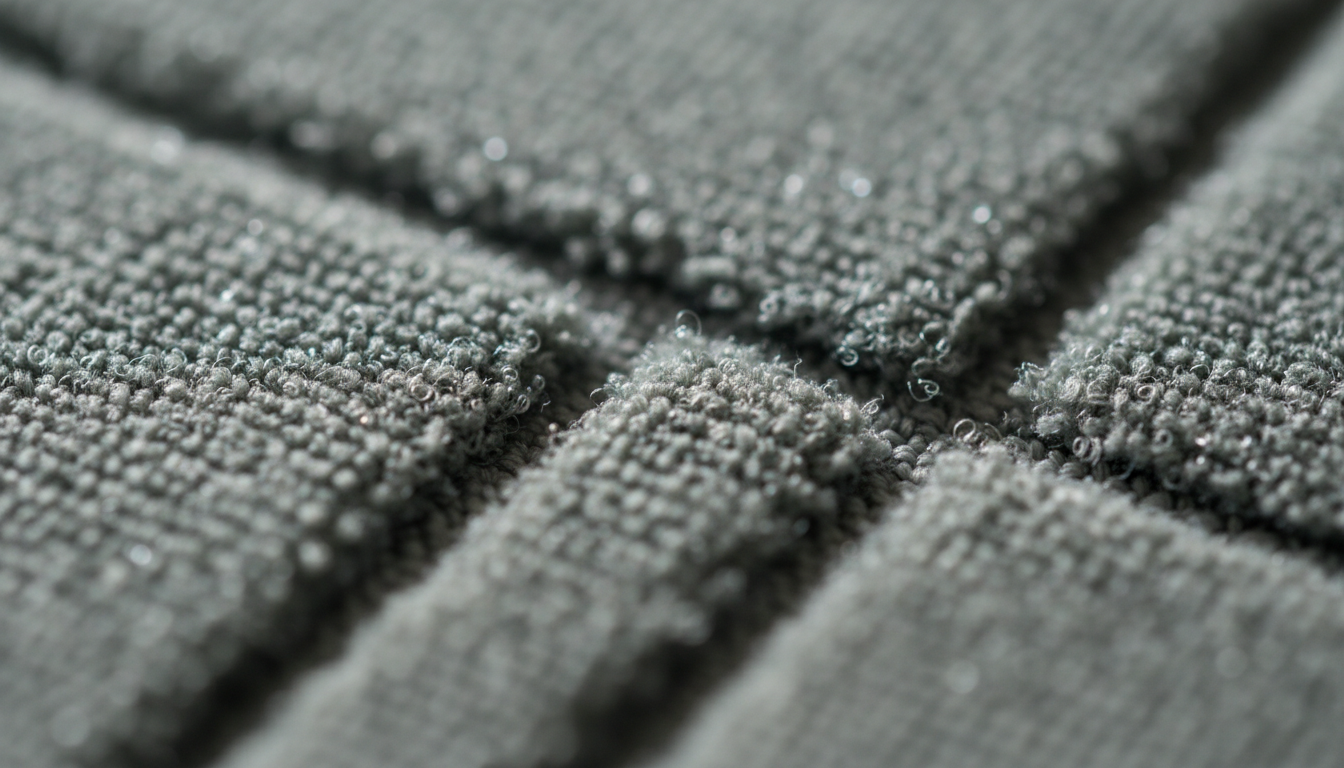 Gros plan sur la texture douce en microfibre, résistant à l'eau et antidérapant.