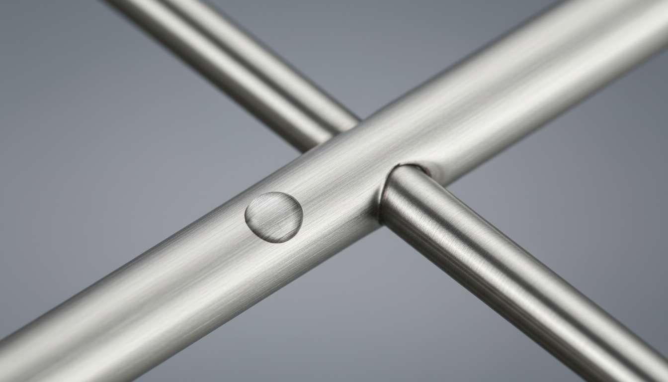 Gros plan sur la finition brillante de l'inox, révélant sa texture lisse et résistante aux éclaboussures.