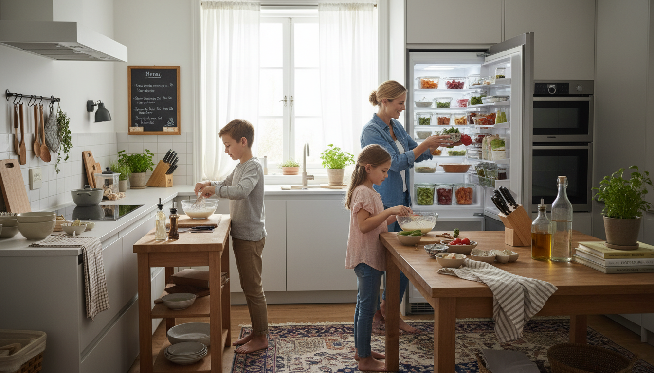 Organisation de cuisine pour vie de famille active - ambiance