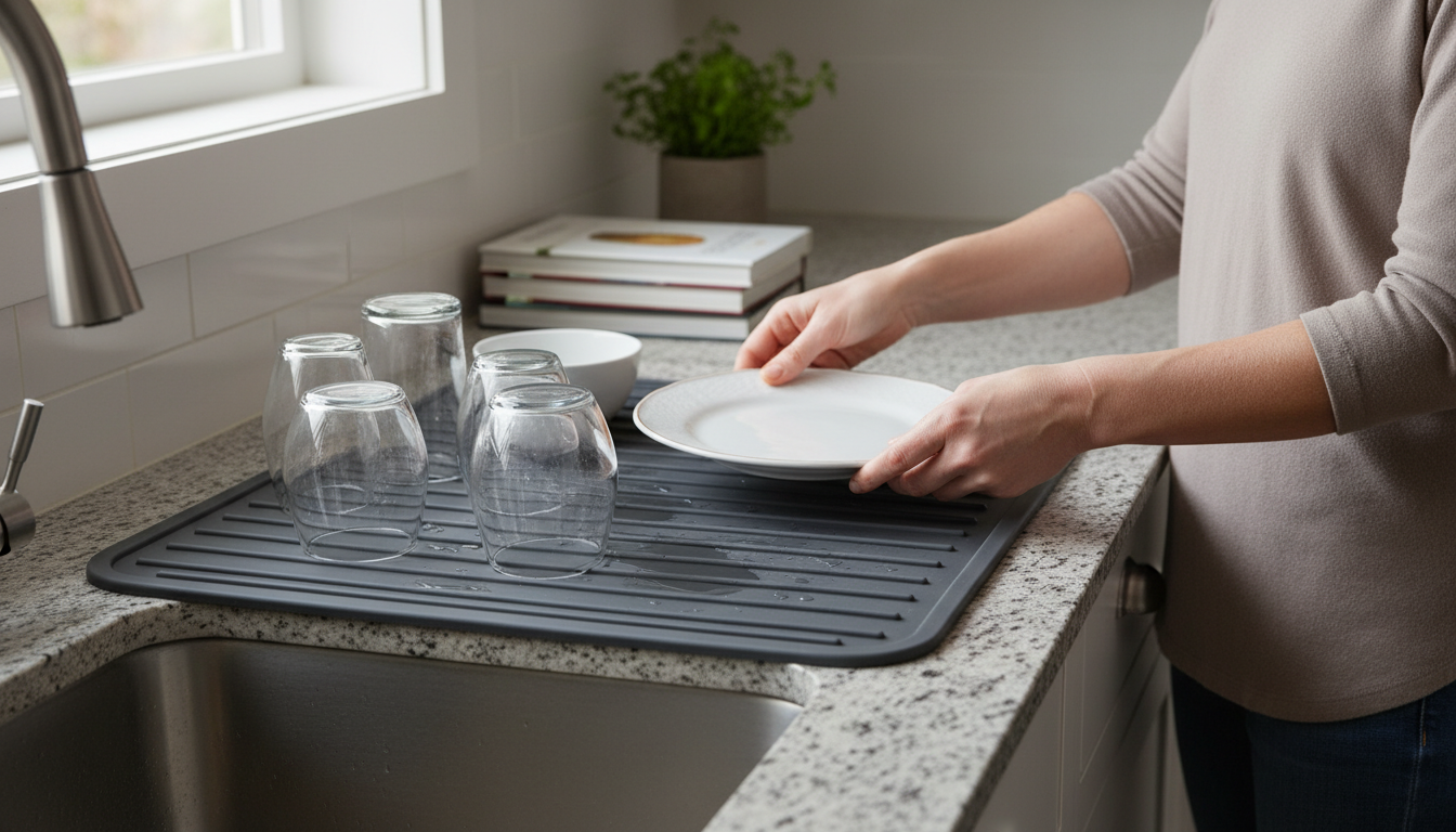 Vaisselle qui glisse : optez pour un tapis égouttoir - lifestyle