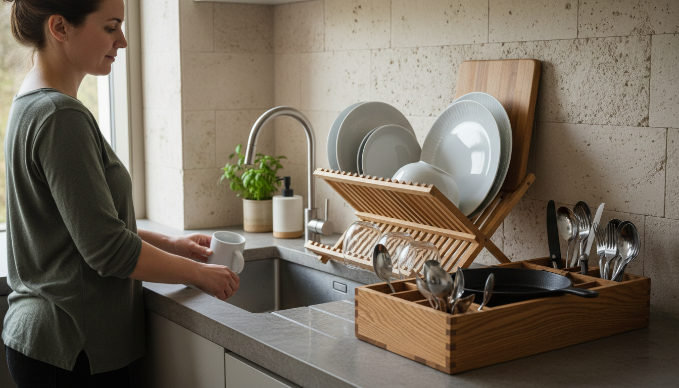 Les égouttoirs en bois pour une touche naturelle - decor