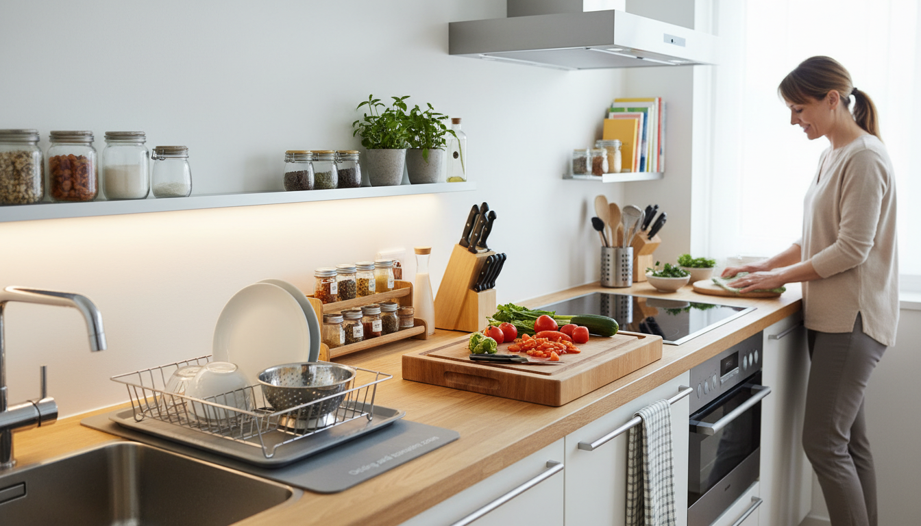 Astuce rangement pour maximiser votre plan de travail - decor