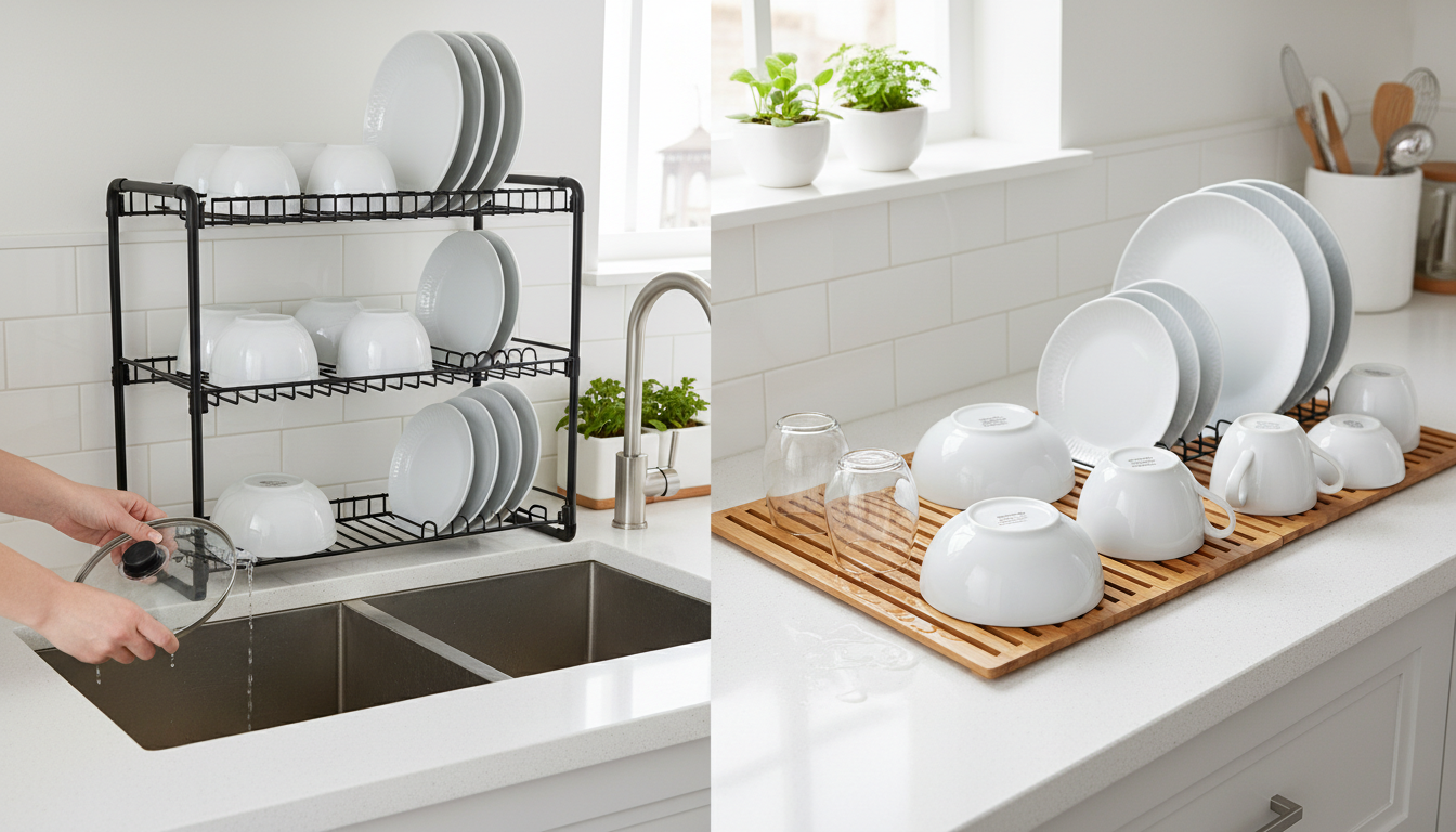 Étagère égouttoir vs égouttoir plat : les différences - tutorial