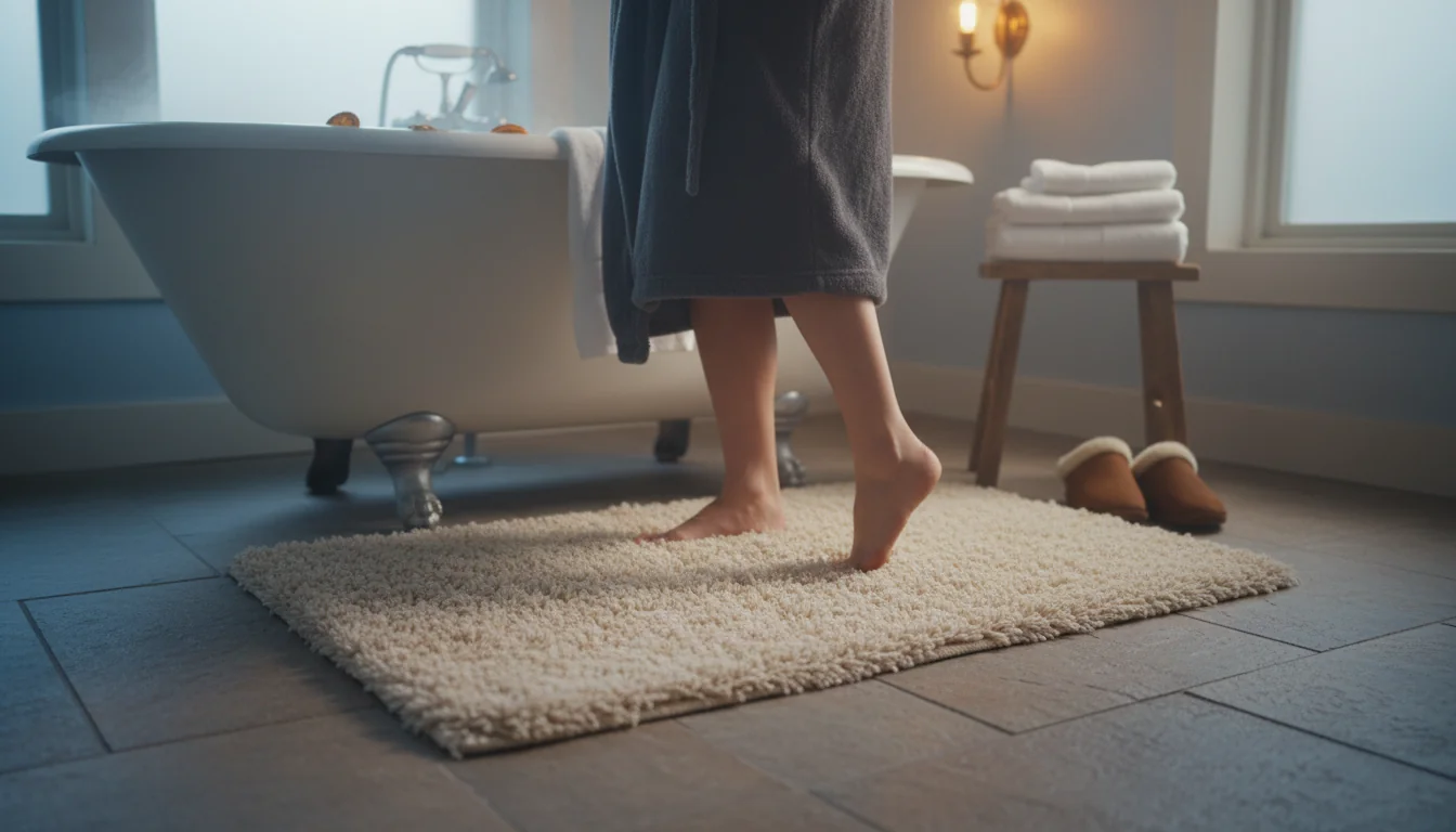 Pieds toujours froids en sortant du bain en hiver - ambiance