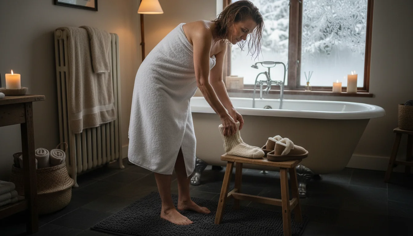 Pieds toujours froids en sortant du bain en hiver - decor