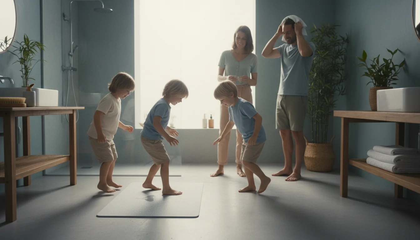 Avis d’une famille de 5 sur un tapis de bain diatomite - ambiance