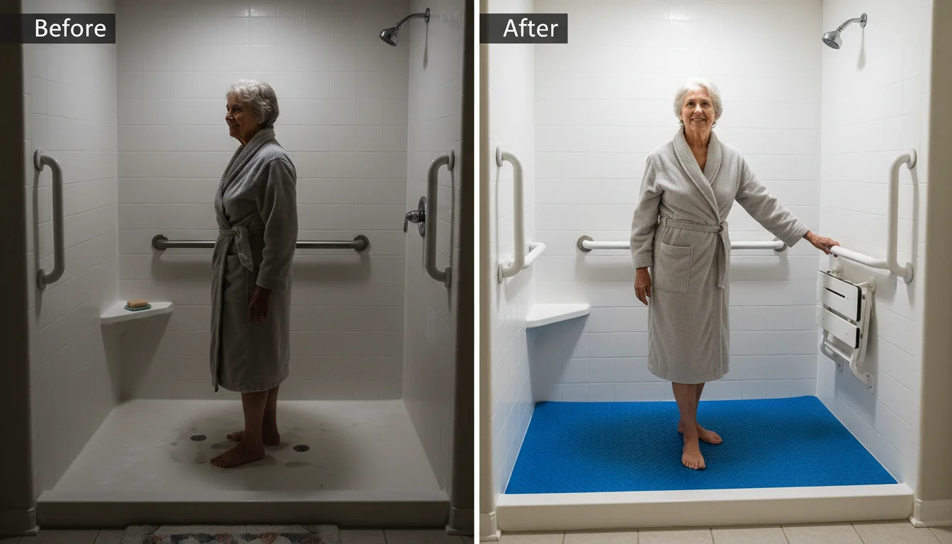 Avant/Après: sécuriser la douche d’un senior avec tapis adapté - decor